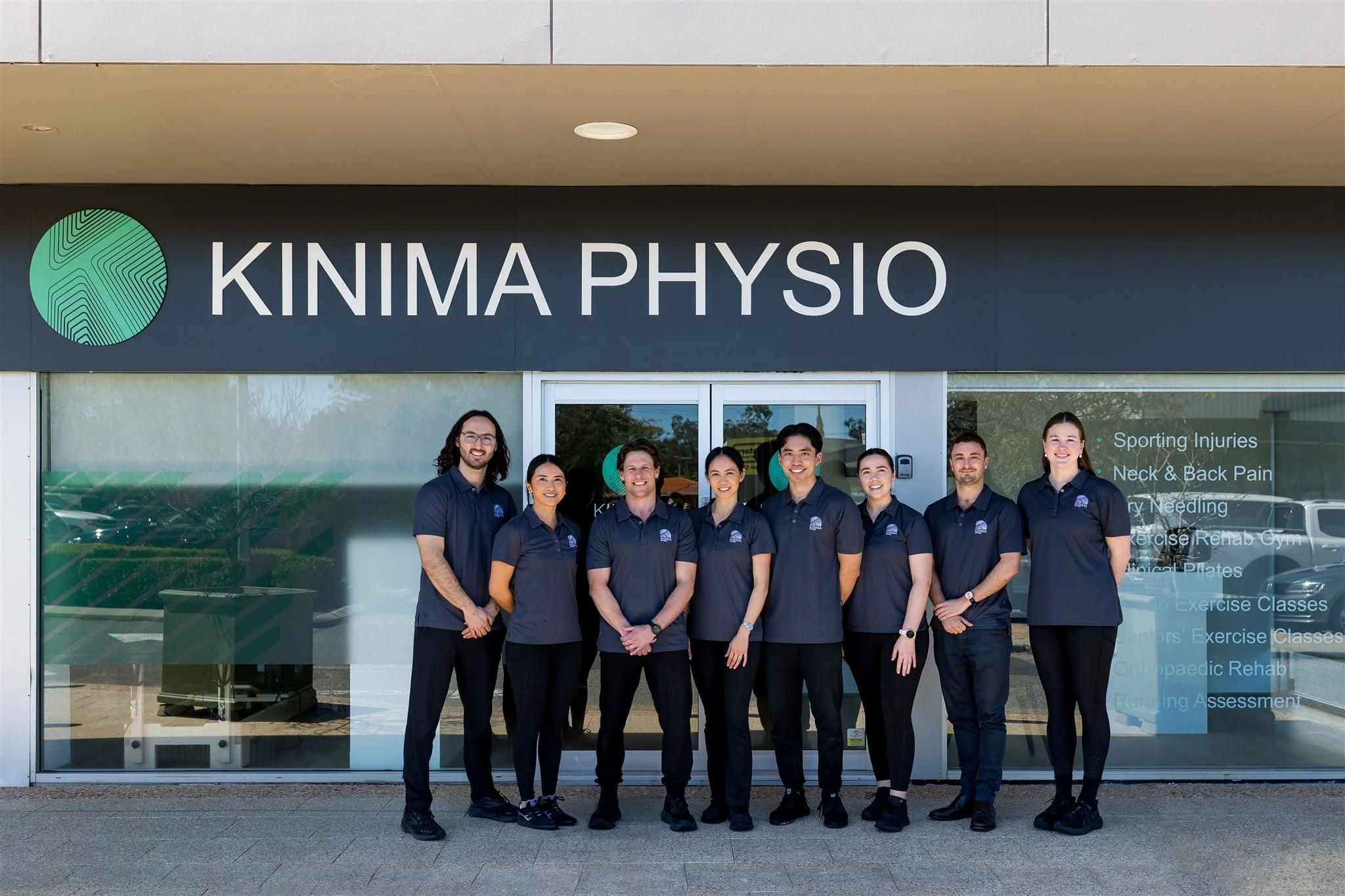 The Kinima Physio team outside the West Leederville clinic in Perth, Western Australia.