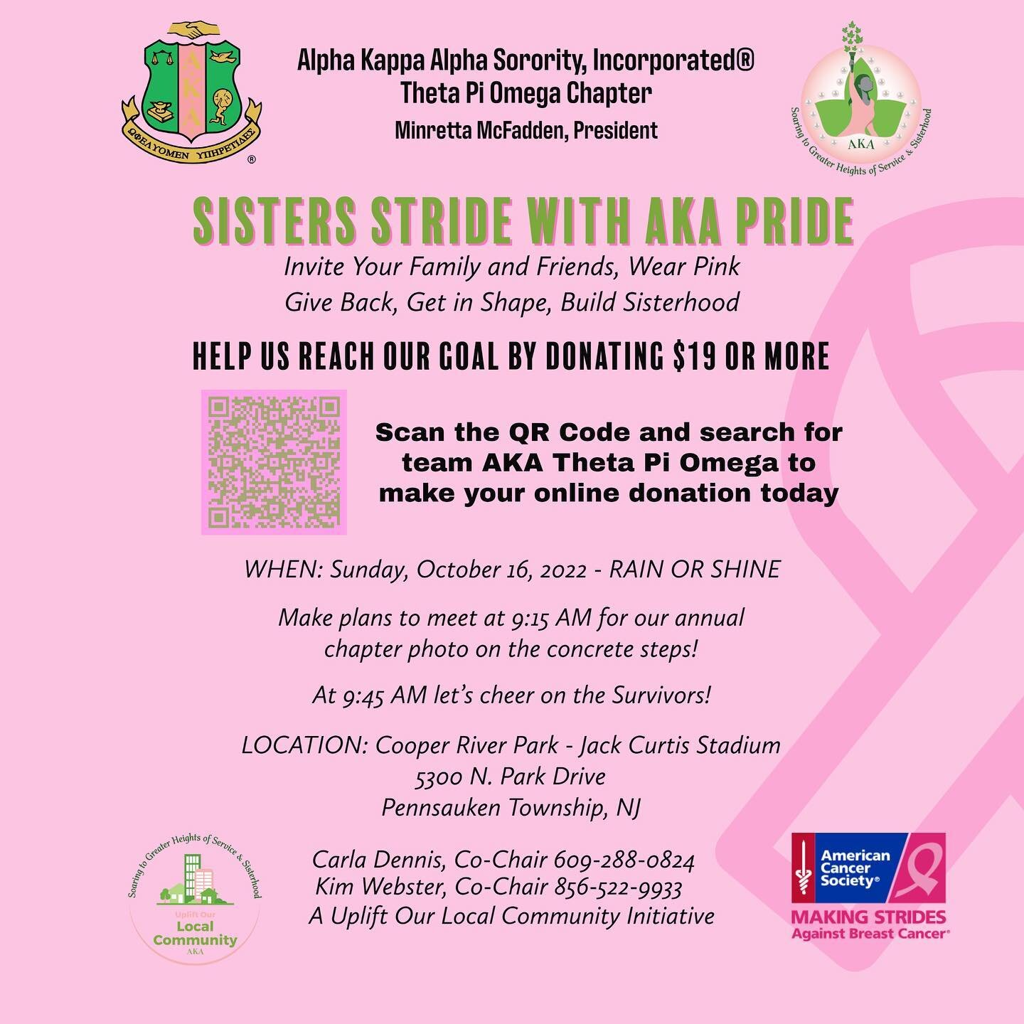 Please join Theta Pi Omega as we Stride with AKA PRIDE! #breastcancerawareness #aka1908 #nar1908 http://main.acsevents.org/goto/akatpo