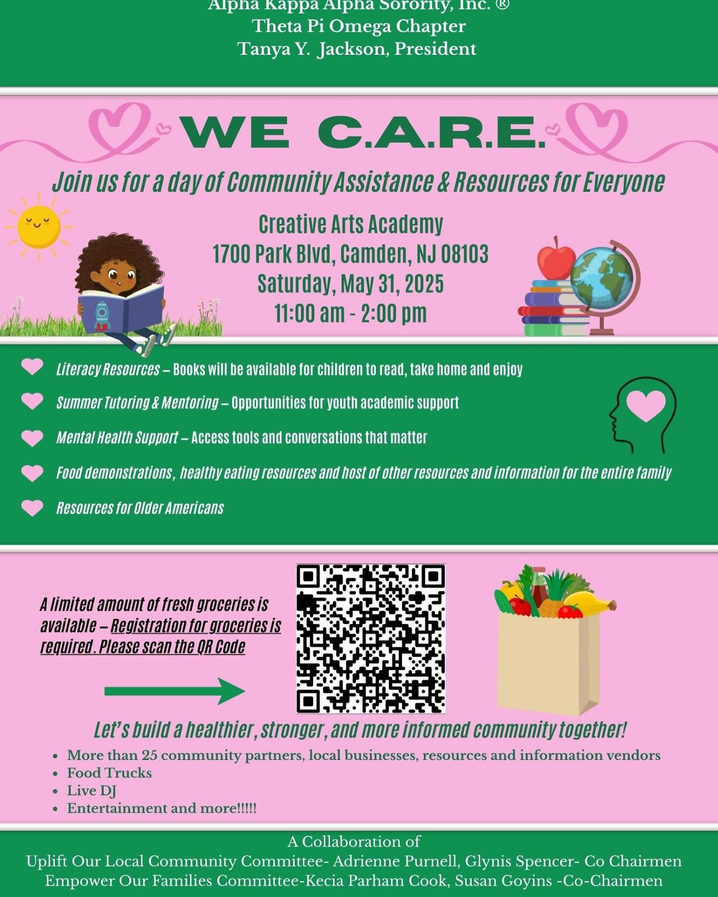 Summer break is just around the corner, so don&rsquo;t miss Theta Pi Omega Chapter&rsquo;s We C.A.R.E. Resource Fair on Saturday, May 31, 2025 at Creative Arts Academy in Camden, New Jersey. 

Designed to help families prepare for a great summer, thi