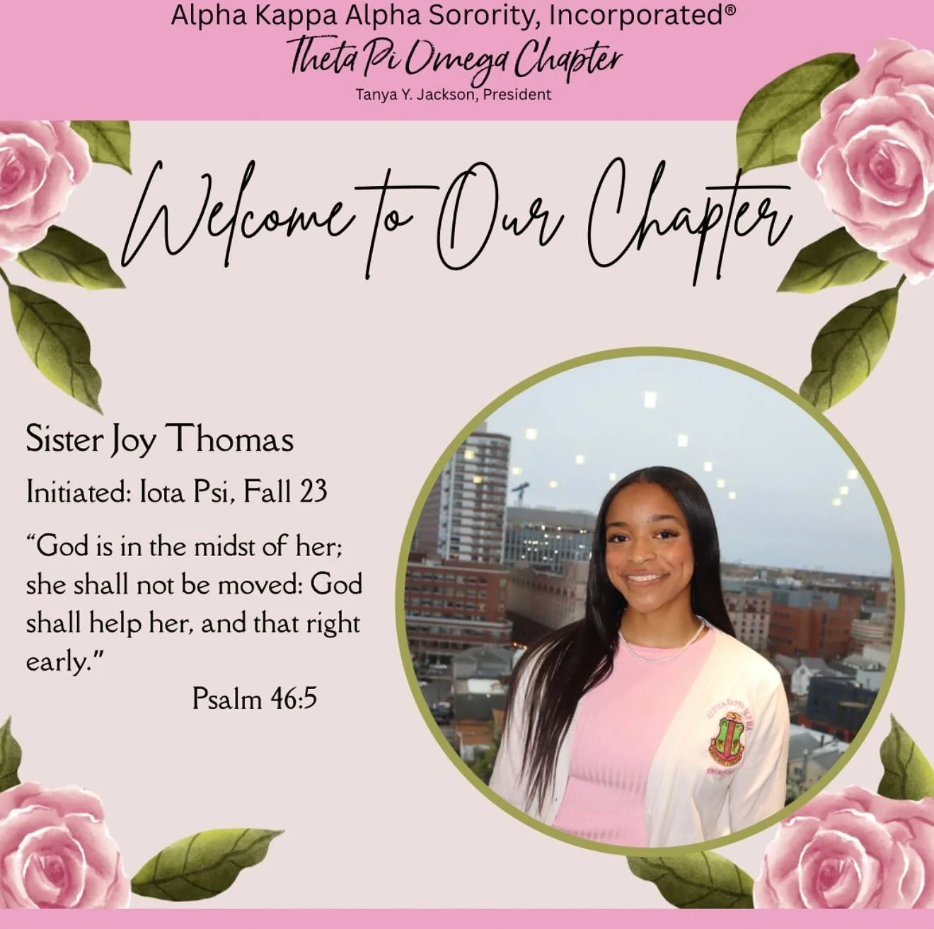 Reclaiming Our Pearls 🩷💚 | Welcome Home🩷💚

As part of our Reclaiming Our Pearls Campaign, we are delighted to welcome our Sister Joy Thomas who has transferred into Theta Pi Omega Chapter.

Thank you for choosing to continue your Alpha Kappa Alph