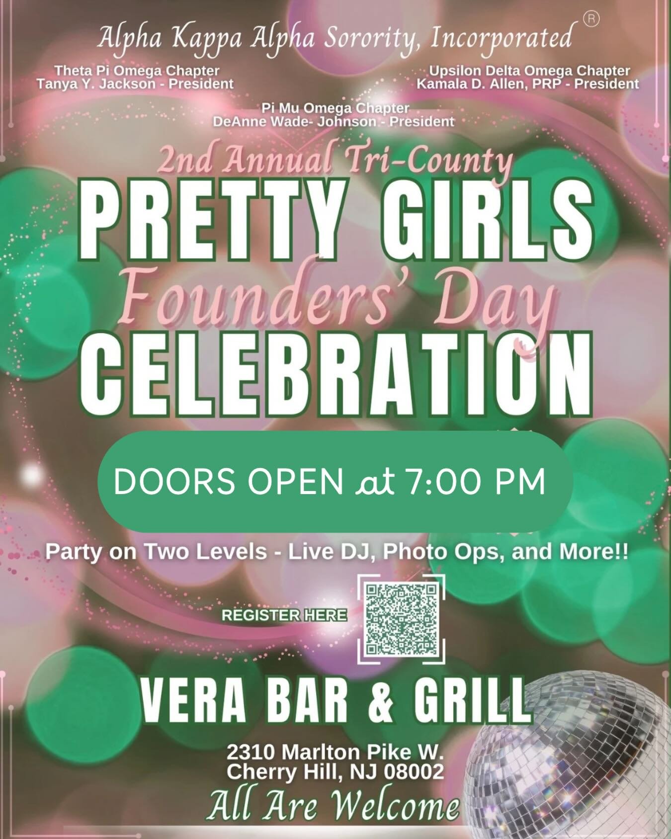 Hi Sorority Members and friends&hellip;please arrive safely to celebrate at 7:00! No early admission will be granted. See you Vera&rsquo;s Bar and Grill!🥳
#foundersday #thetapiomega