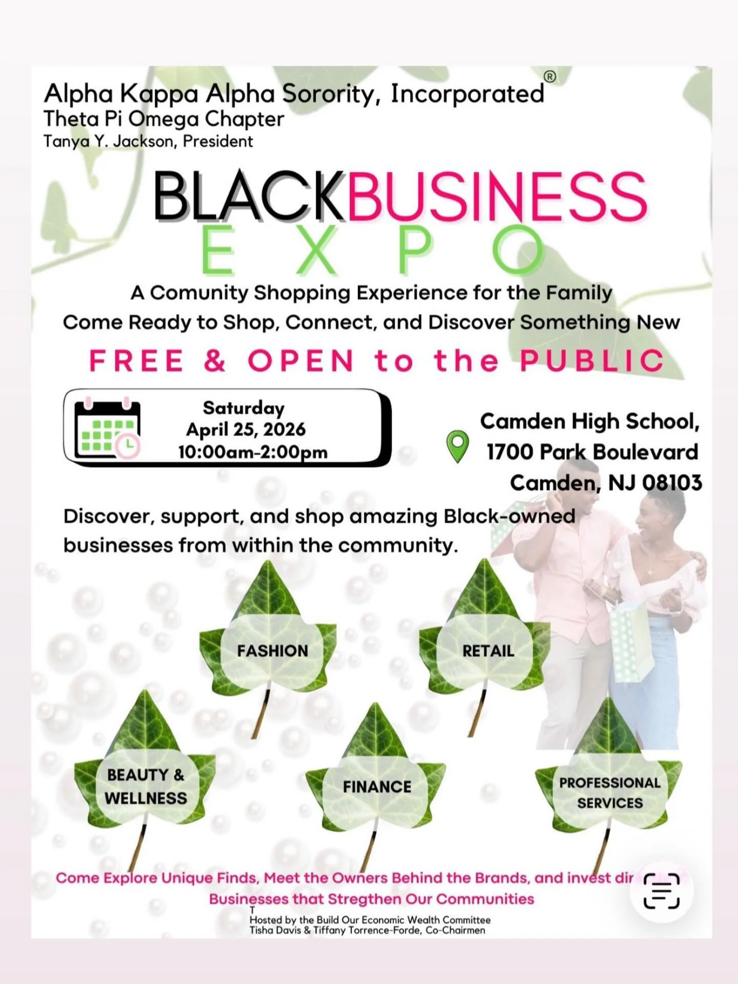 It&rsquo;s TODAY!!!
Reasons to attend the Black Business Expo 💖💚

✨ Support Black-owned businesses
✨ Connect with the community
✨ Experience culture and creativity

Join the Theta Pi Omega Chapter of Alpha Kappa Alpha Sorority, Inc. for this specia
