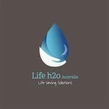 Logo of Life H2O Australia featuring a water droplet with a blue and white swirl