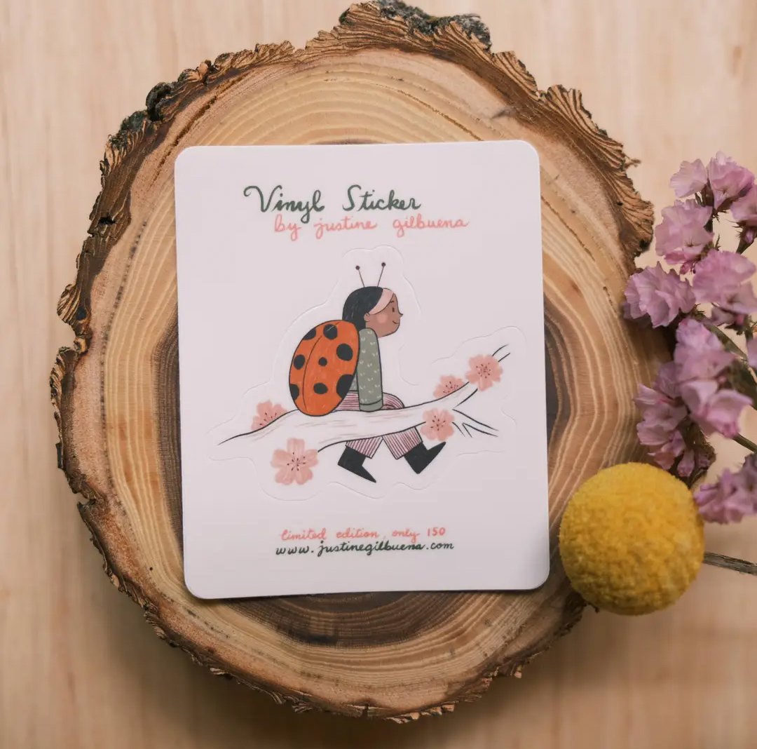 Ladybug Matte Vinyl Sticker — Knitting Nellie