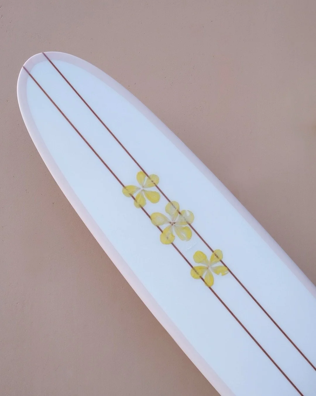 Blue sky, the sun is out and this special custom Lady Log for Naomi is bound to put a smile on your face. She had been dreaming about this board for years and Tom contacted me to bring her dream to life as a suprise birthday gift. The smile says it a