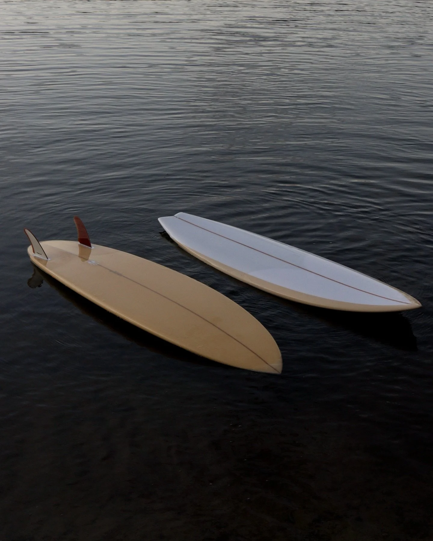Golden hour with a beautiful pair of surfboards, by and for Keira and Ben. They joined me for a weekend a while back to hand shape their first ever boards. Ben went with a classic Twin Pin and Keira mixed things up with an MR inspired Wing Twin. 

Th