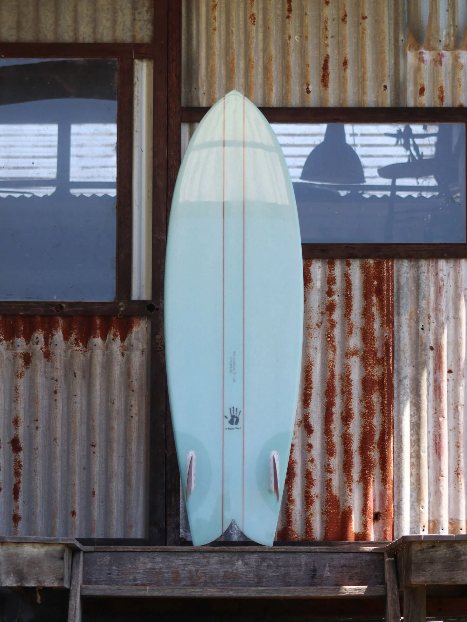 Twin fin fish surfboard