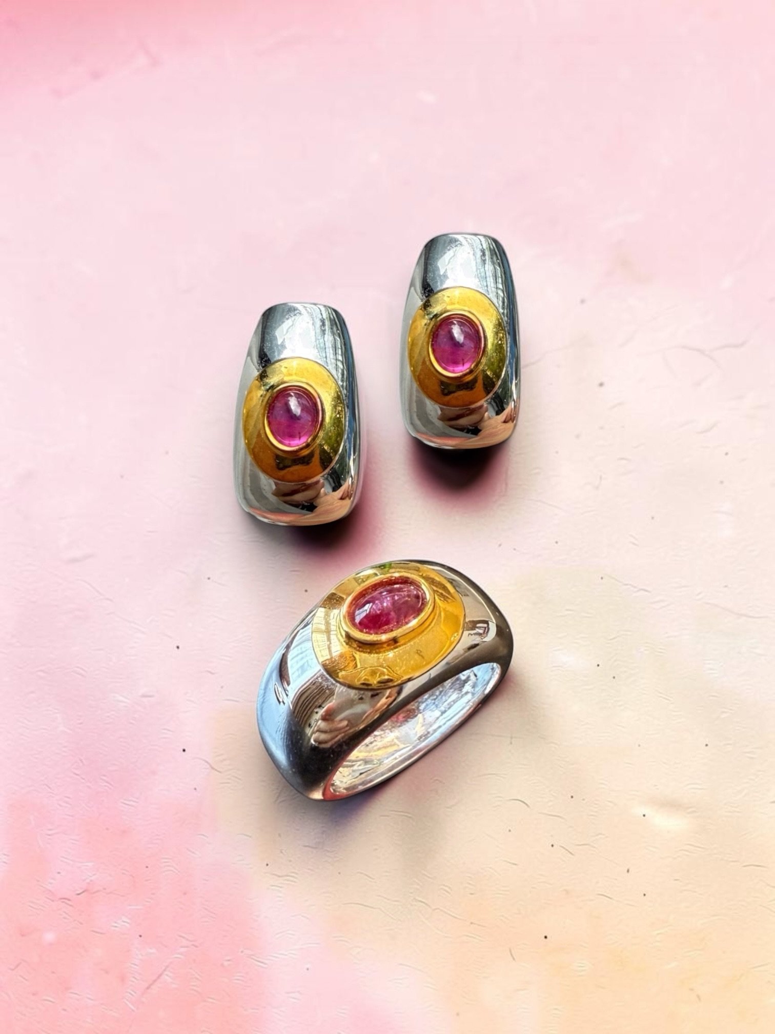 When classic cabochon rubies meet heavy, modern metals

Rare do I do sets anymore but I love the versatility of being able to wear them all and each individually