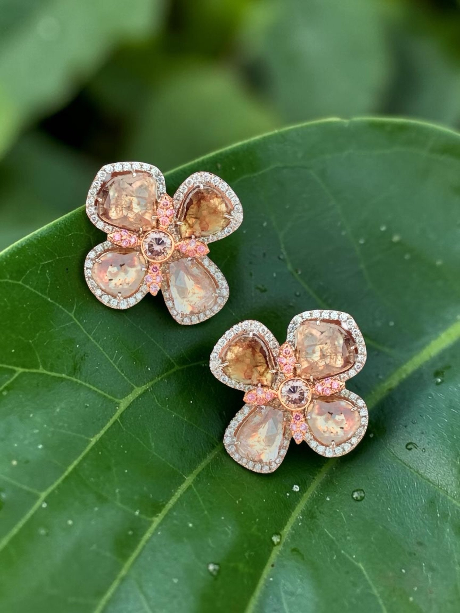 This is the 2nd flat diamond pair of statement  earrings as part of our floral collection back in early 2019 or late 2018. This was before flat diamonds was a thing. Our clients couldn&rsquo;t believe this was made entirely of natural diamonds - flat