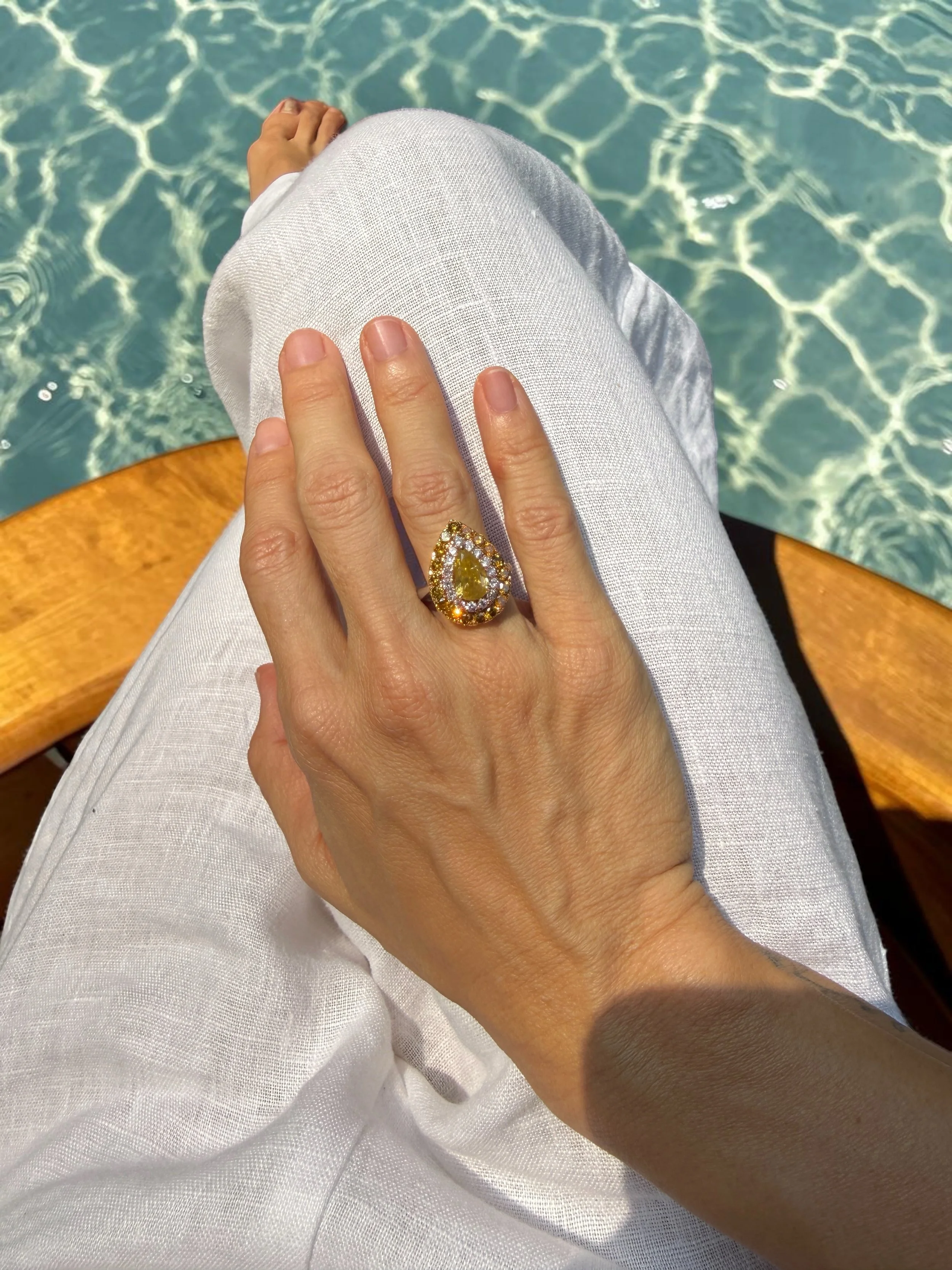 If you didn&rsquo;t know, there is absolutely a market for unusual natural earth-toned diamonds&mdash;especially stones with an attractive golden, cognac or honey appearance. Look at our 2 over cts golden pear shape fancy brownish yellow diamond ring