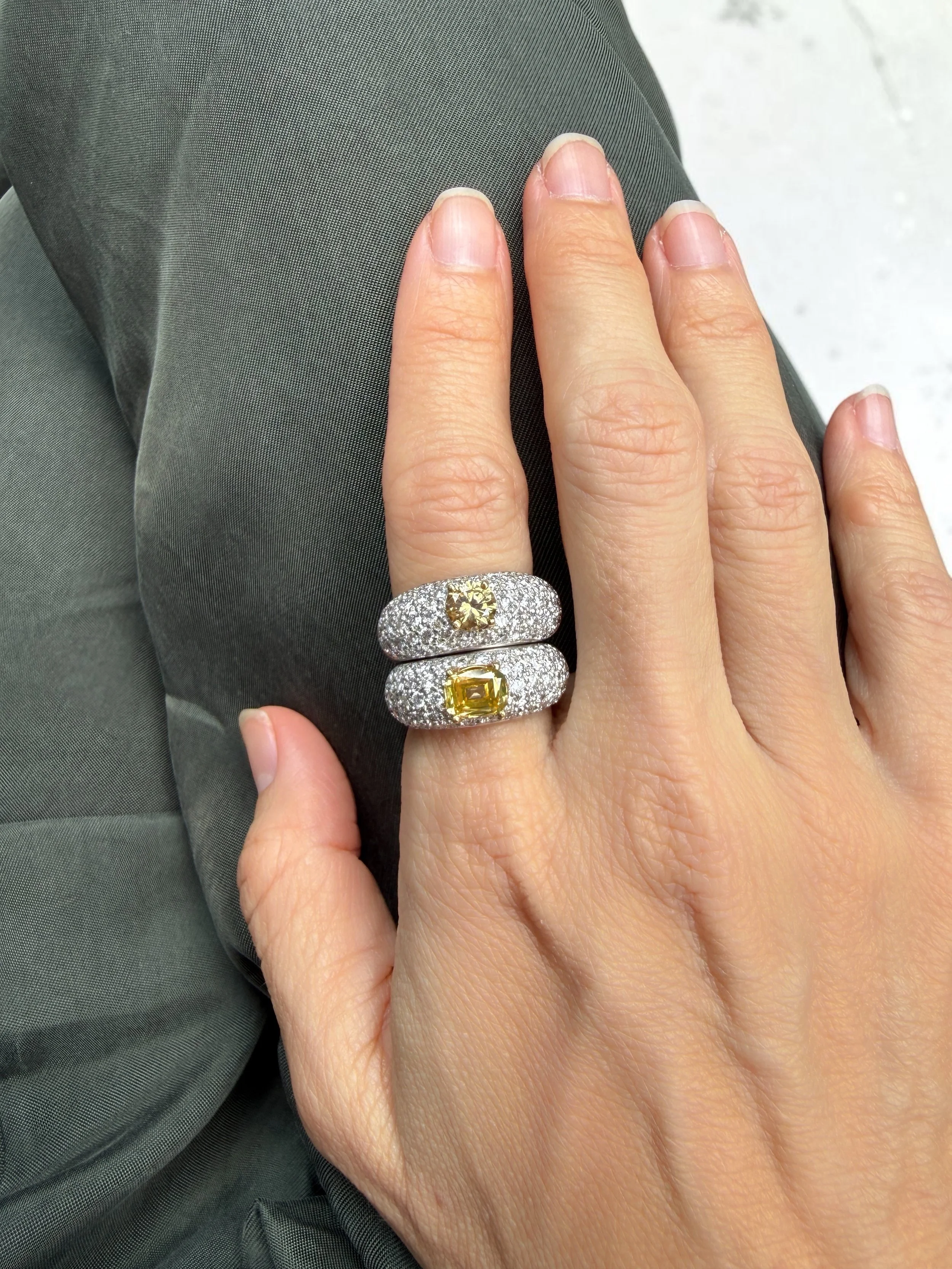 Stackable natural diamond statement rings - so many different ways to wear them - individually on different fingers or stacked. What&rsquo;s even more impressive is the impeccable craftsmanship of these diamond rings - so precise. And even more impre