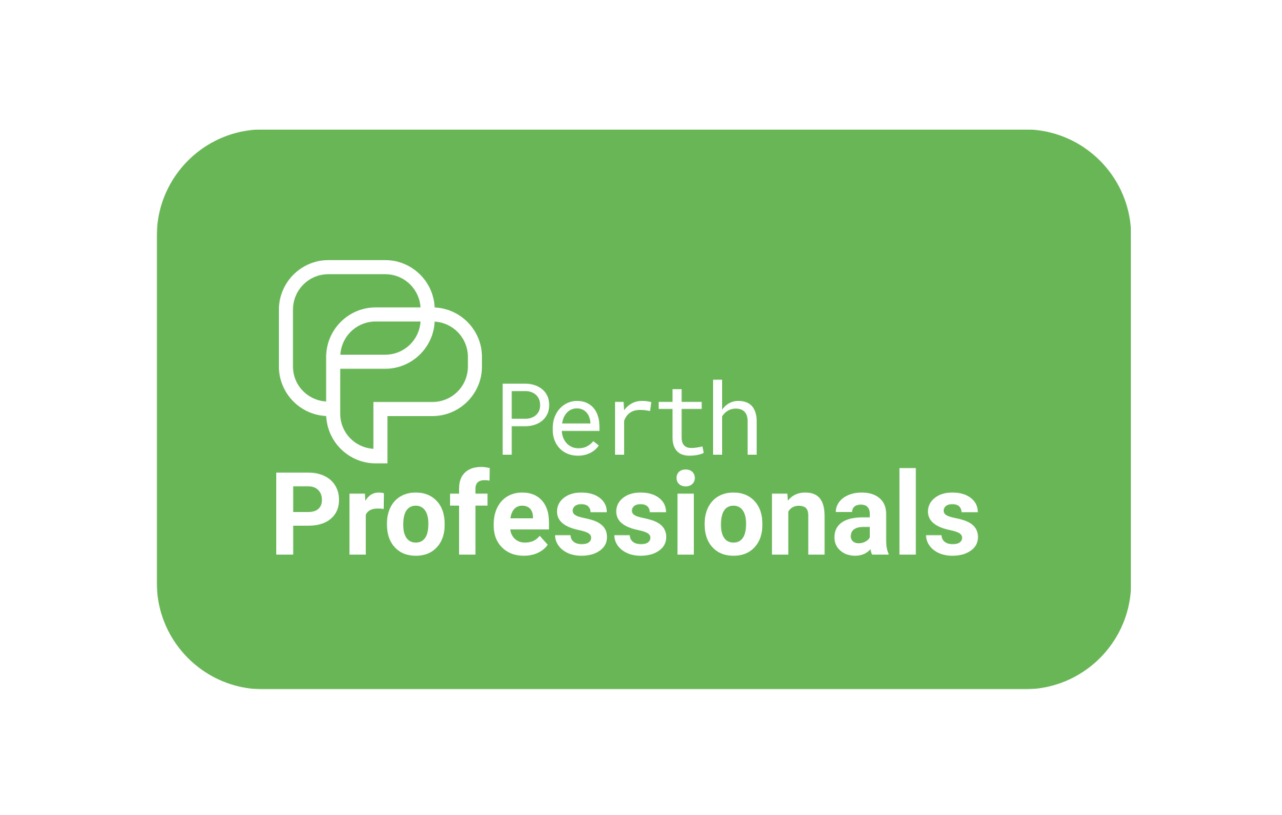 The logo of Perth Professionals features three stylized interconnected leaves in white on a green background, with the words "Perth Professionals" written next to the leaves.