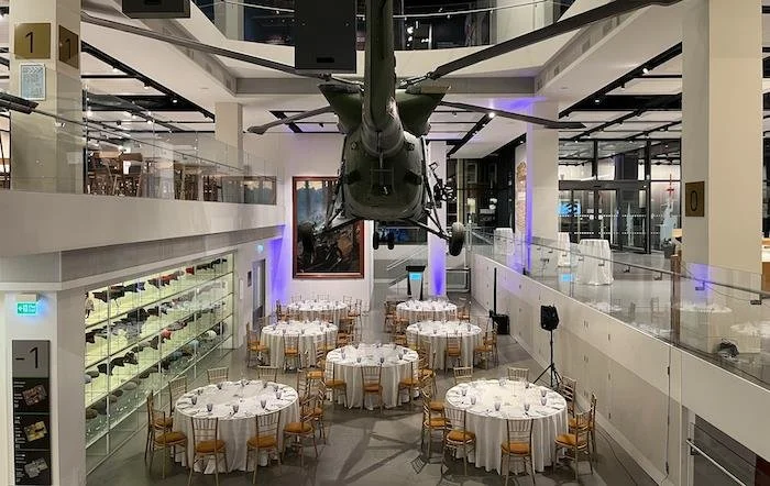 New to LVL - the National Army Museum in Chelsea. We're delighted to have this unusual venue in the family.. From a stunning atrium with suspended Lynx Helicopter to modern, fully AV equipped conference spaces, these dynamic event spaces are perfect 
