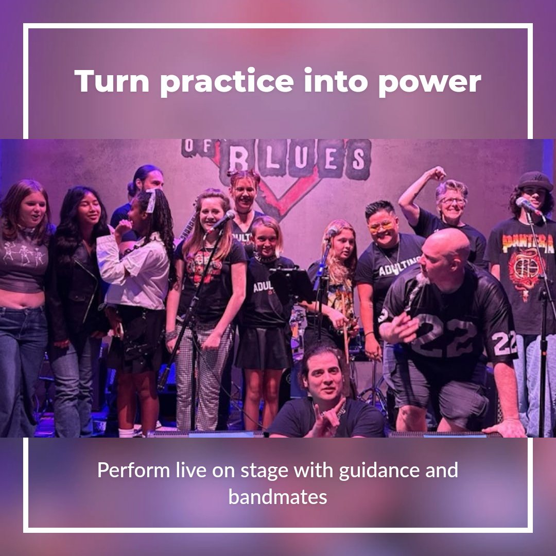 At Let There Be Rock School - Fountain Valley, we help you grow through guided band practice, musical friendships, and real stage performances. Experience the joy of playing music together! 🎸 Build your skills and confidence with us. Learn more at w