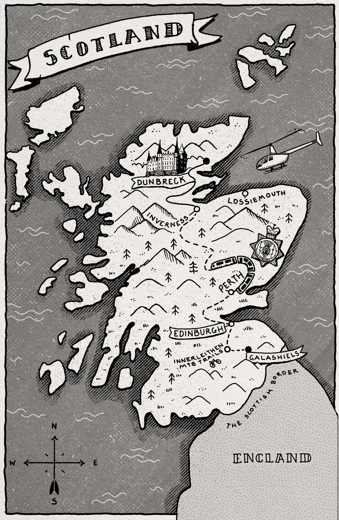 Scotland Hand Drawn Map - Operation Perilous Magnetism