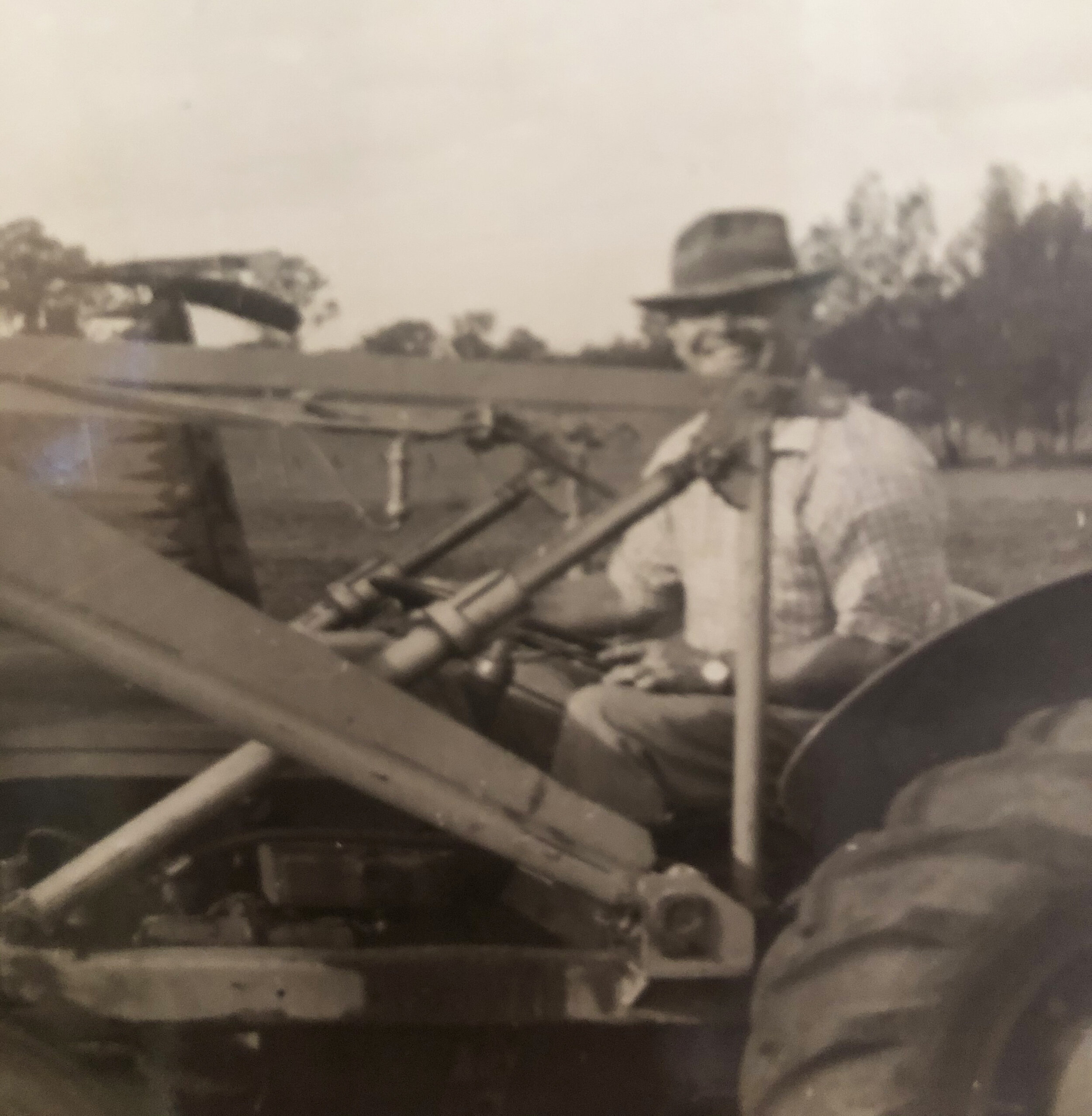 Bill on his tractor at McFarlane Field at 388 Wondall Rd