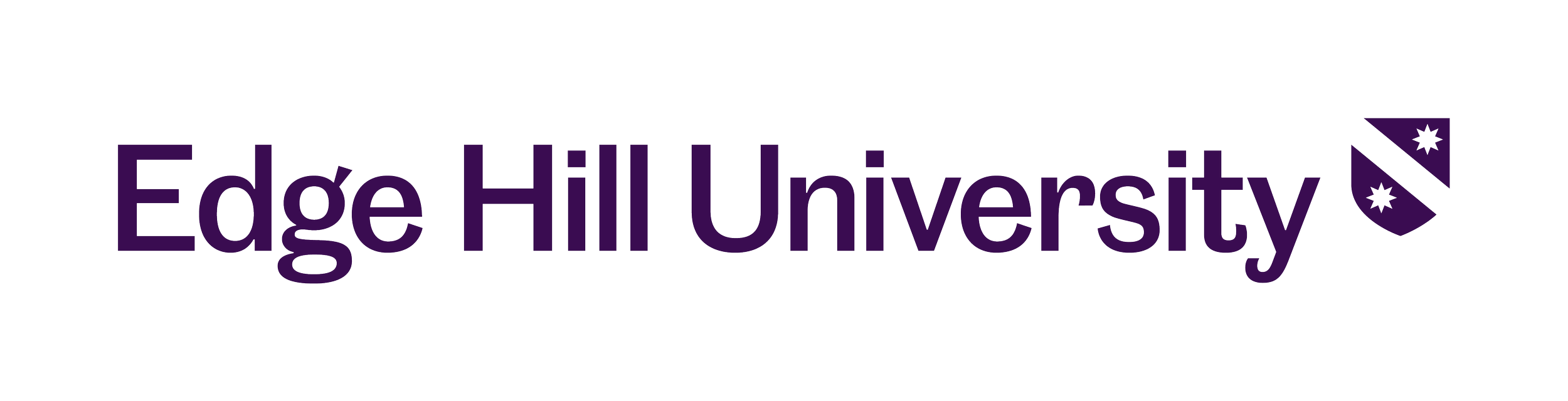 Edge Hill University logo in purple text with a stylized triangle and stars to the right