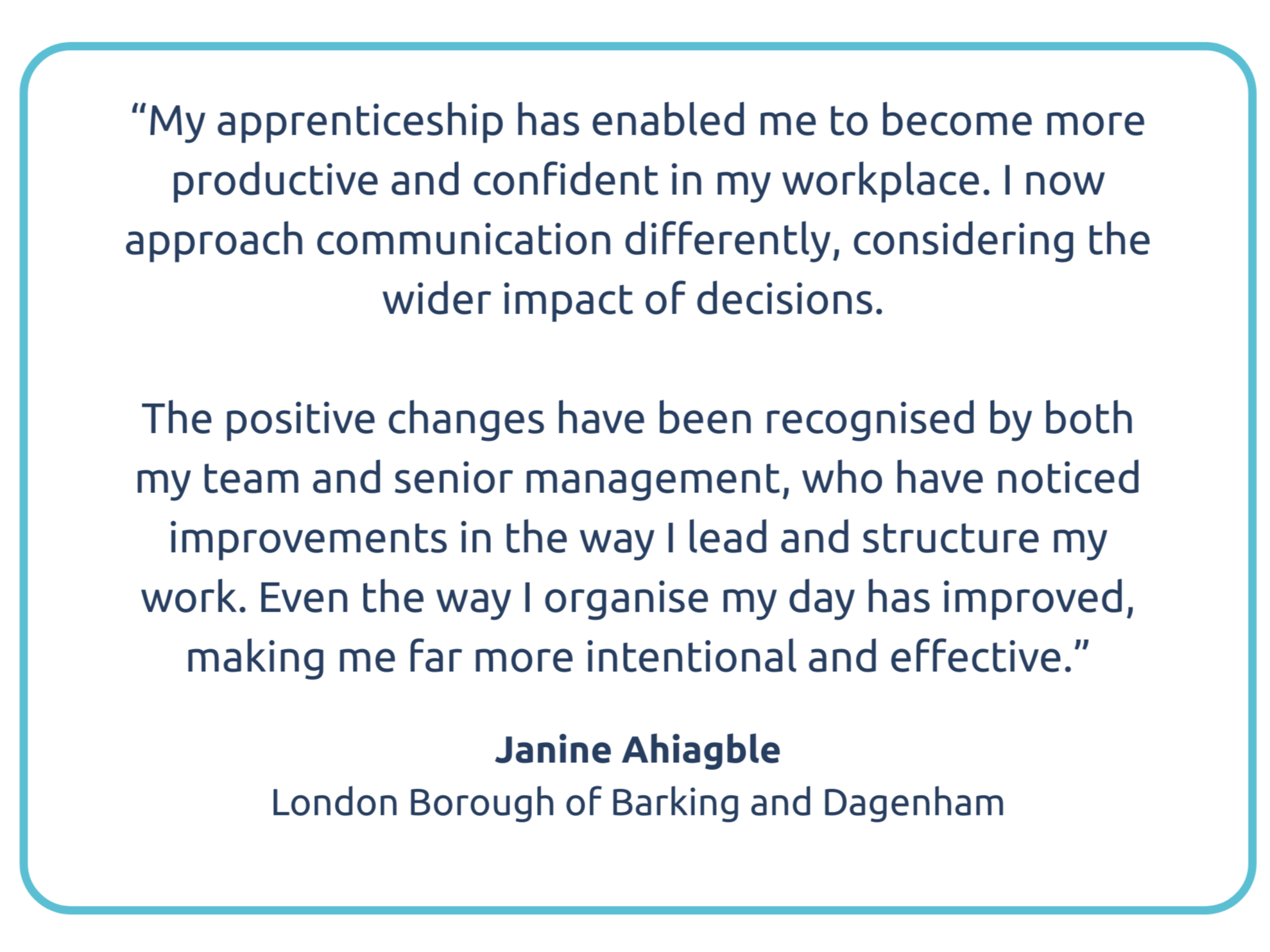 Quote from apprentice at London Borough of Barking and Dagenham