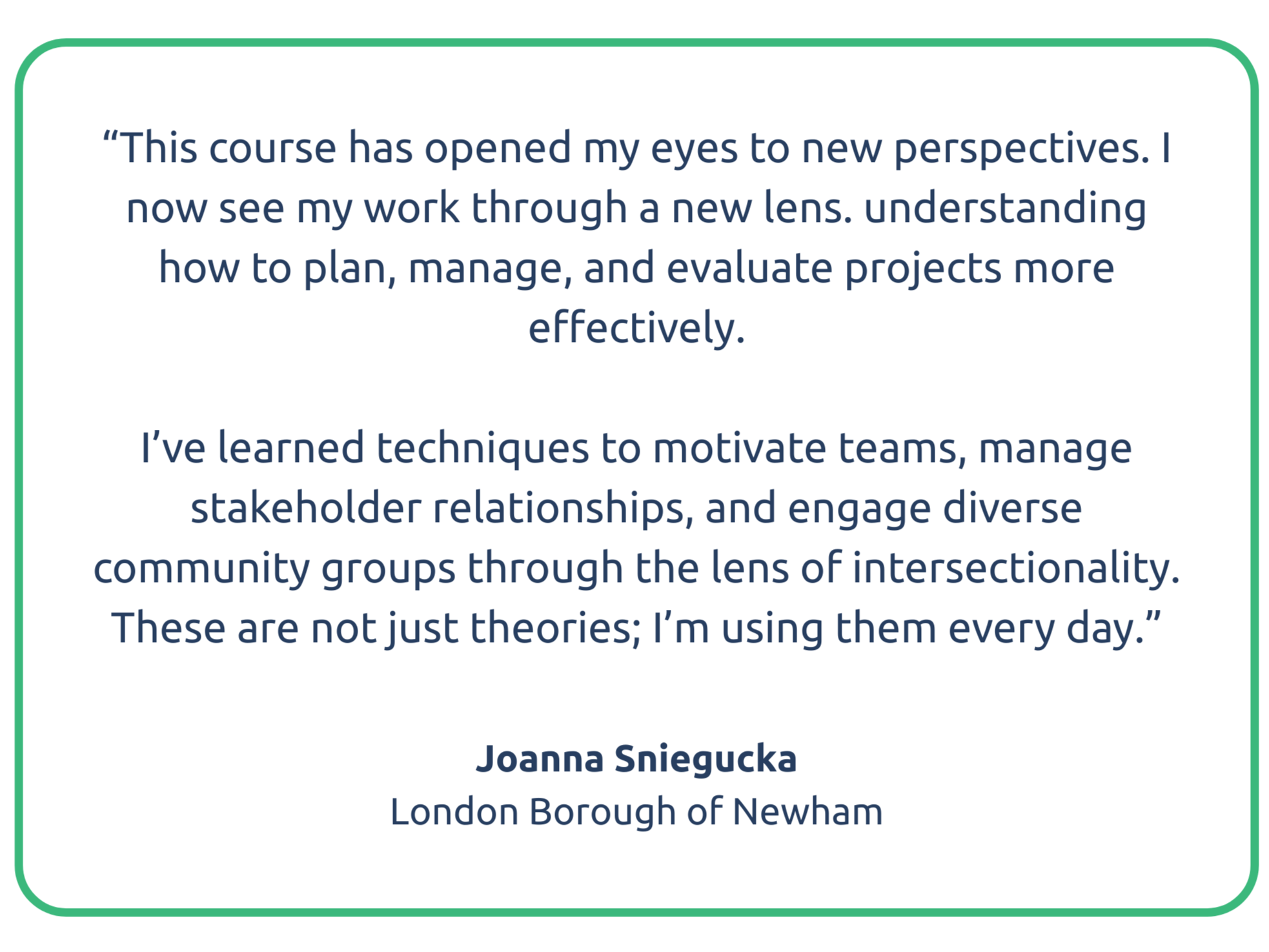 Quote from apprentice at London Borough of Newham