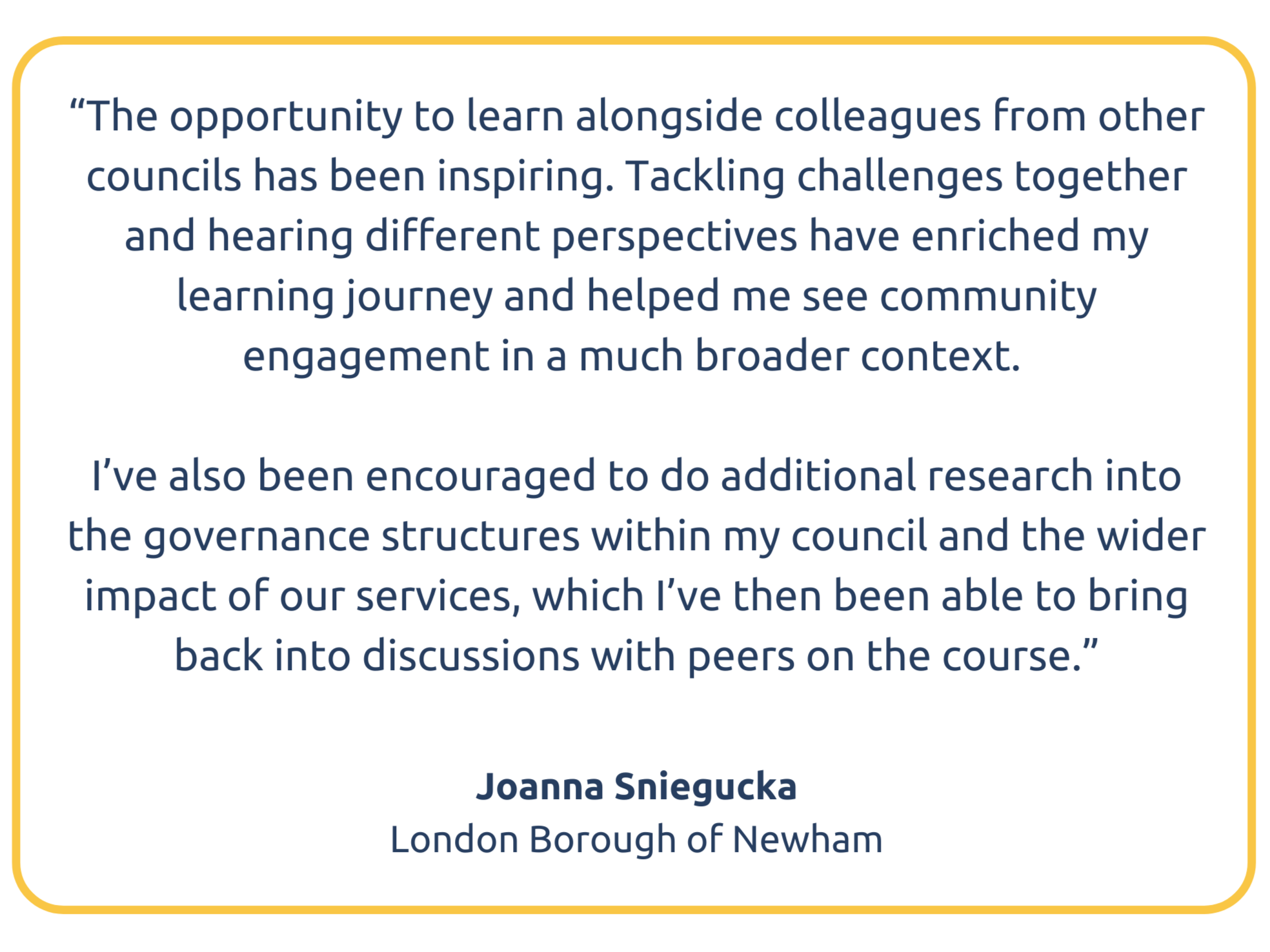 Quote from apprentice at London Borough of Newham
