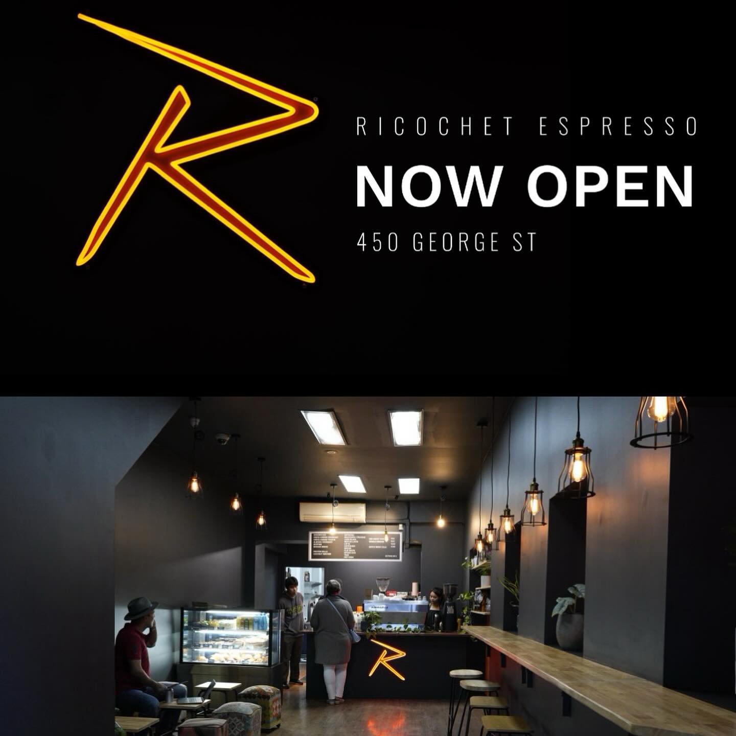 Ricochet Espresso has now opened on George Street. You can find us opposite the Law Courts and just down from Subway.

Come and say hi and please share with your friends.