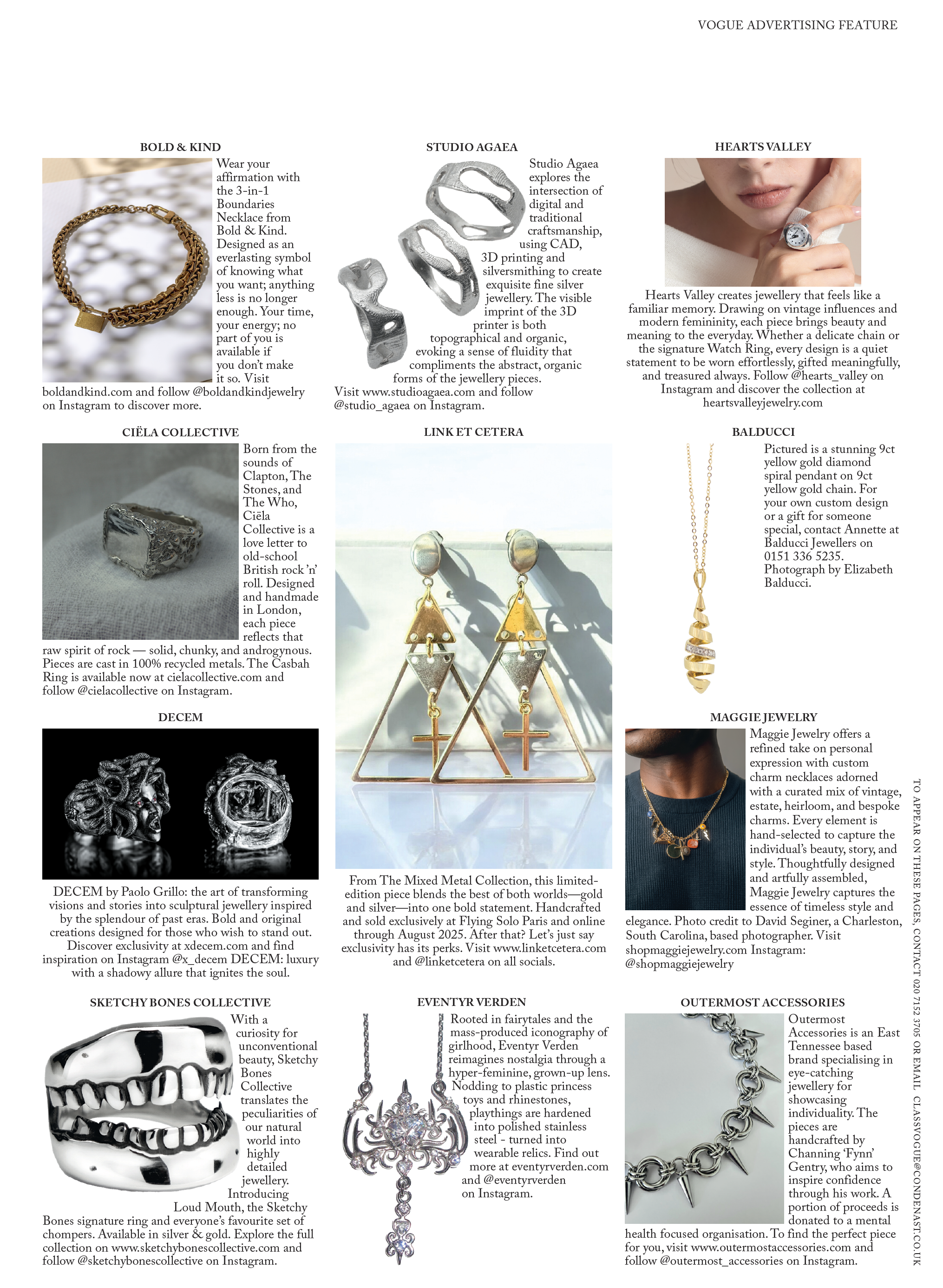 British Vogue's August 2025 Jewellery Designer Profile, featuring Sketchy Bones Collective's signature Loud Mouth ring in sterling silver with the Classic finish.