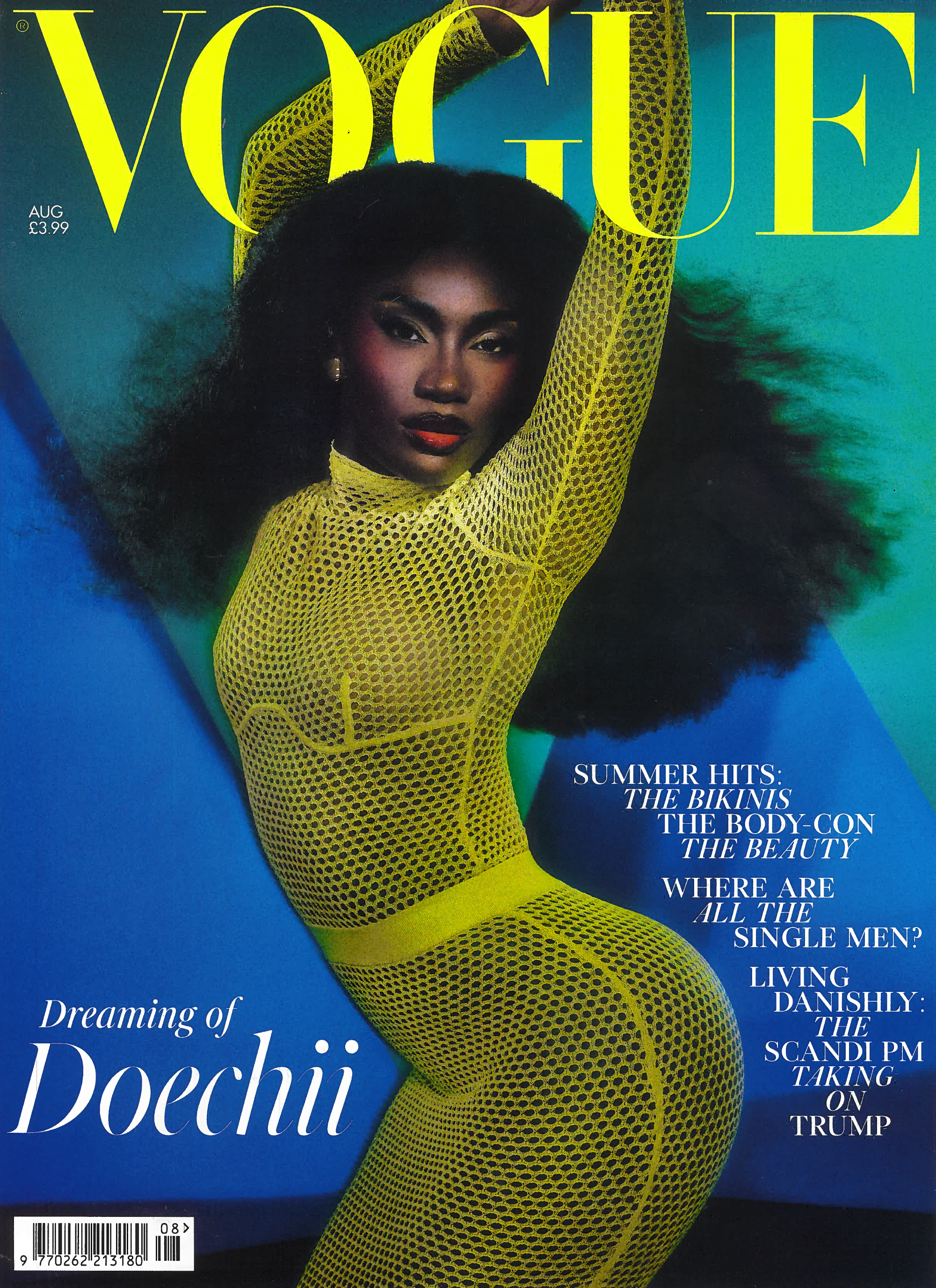 Front cover of British Vogue August 2025 featuring Doechii. Sketchy Bones Collective featured in the Jewellery Designer Profile of this issue (not on the cover).