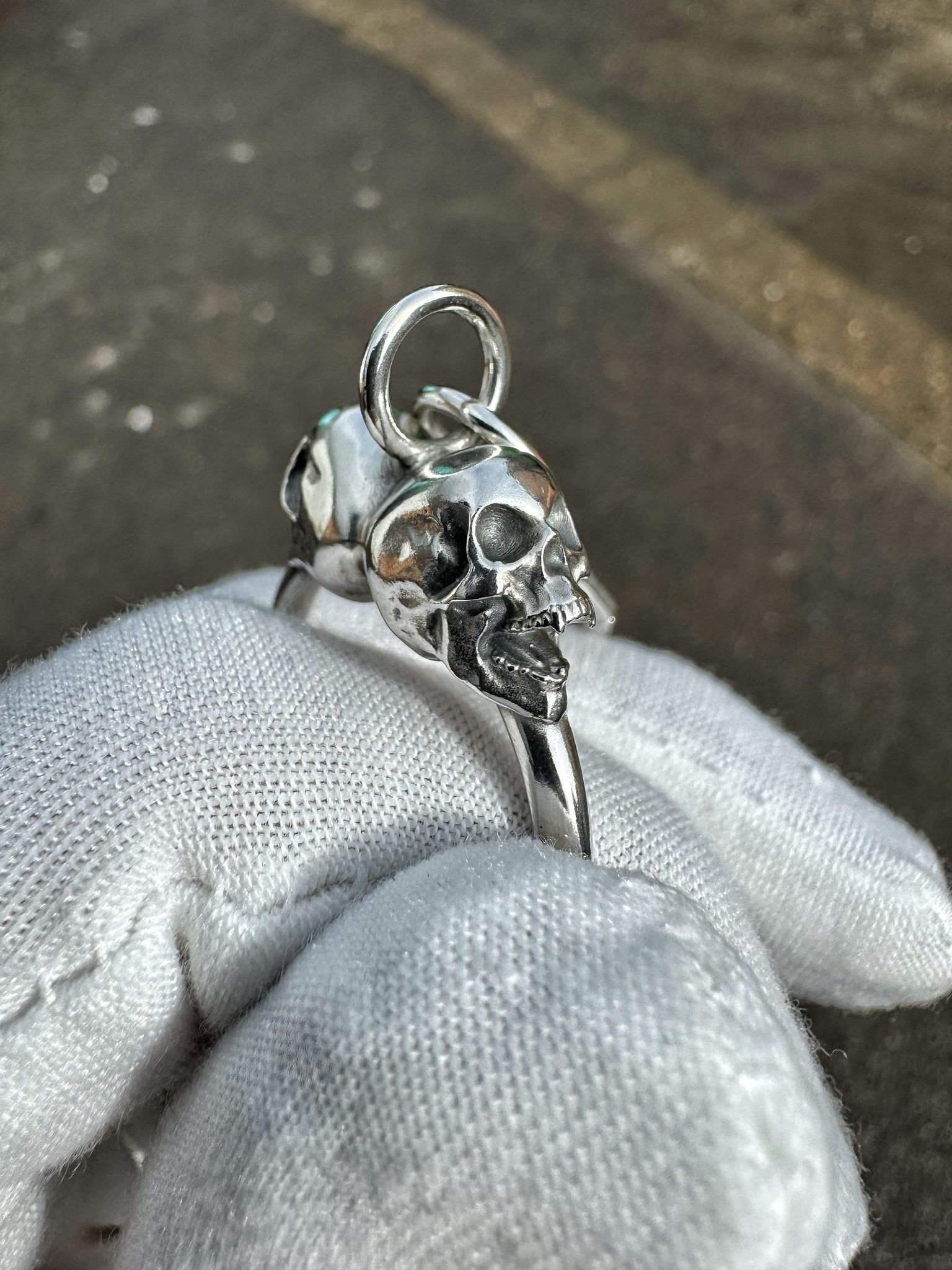 Custom trouser chain and jump ring for an individual client.
