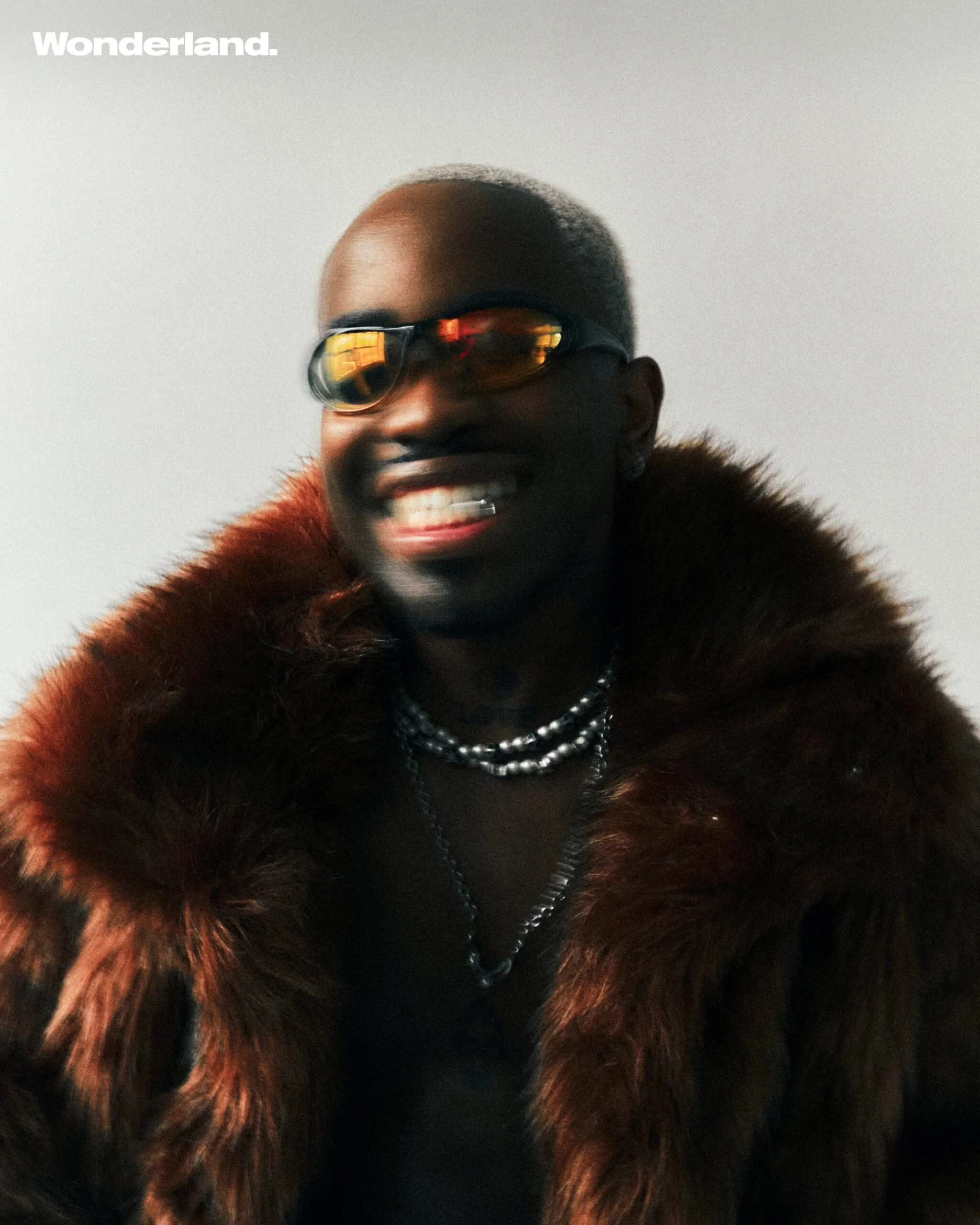 Len wears Mandible XL by Sketchy Bones Collective in Wonderland Magazine Summer 2024.