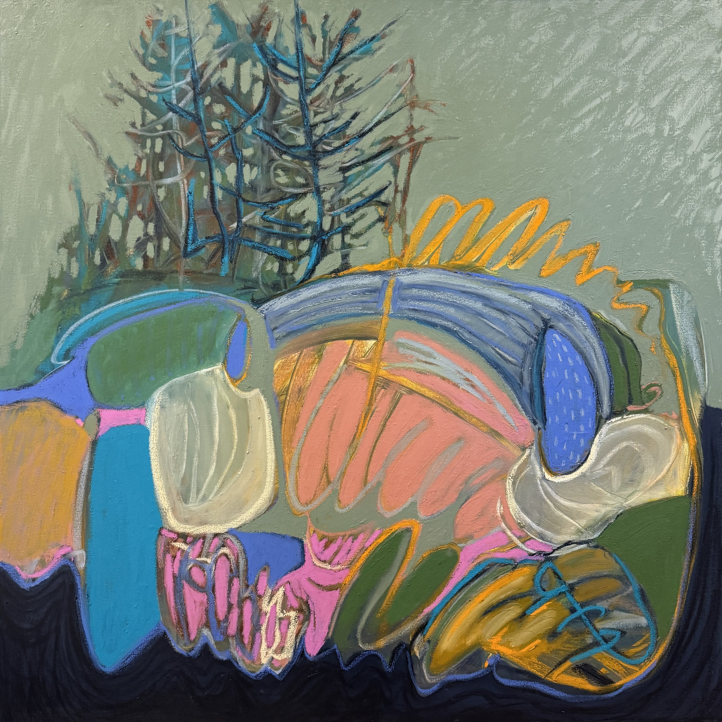 Shane Norrie, "Summer Bluff" oil on canvas, 36"x36"