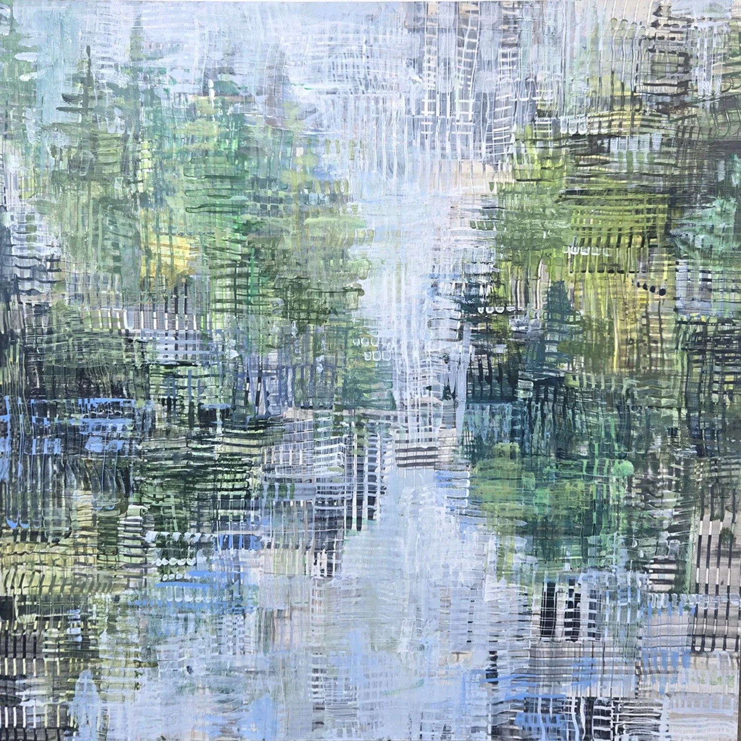 Ian Varney "Cottage Colours #2" encaustic on panel, 30" x 30"
