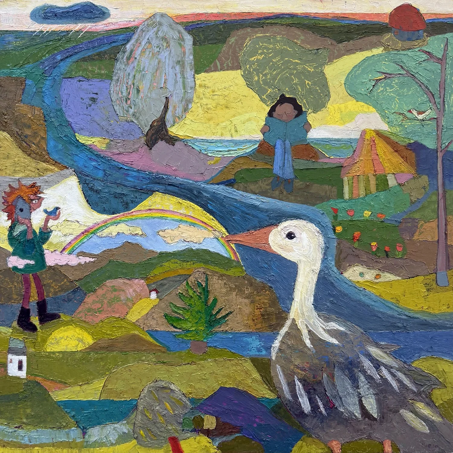 Maca Suazo "There Is Hurt In This World Only A River Can Make It Right" oil on panel, 24" x 24"