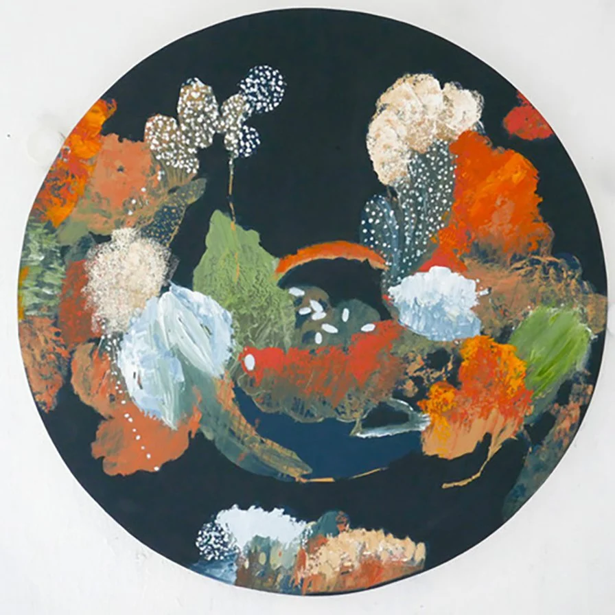 Linelle LeMoine "Season of the Darks Can Reveal the Light" mixed media on panel, 48" x 47.5"