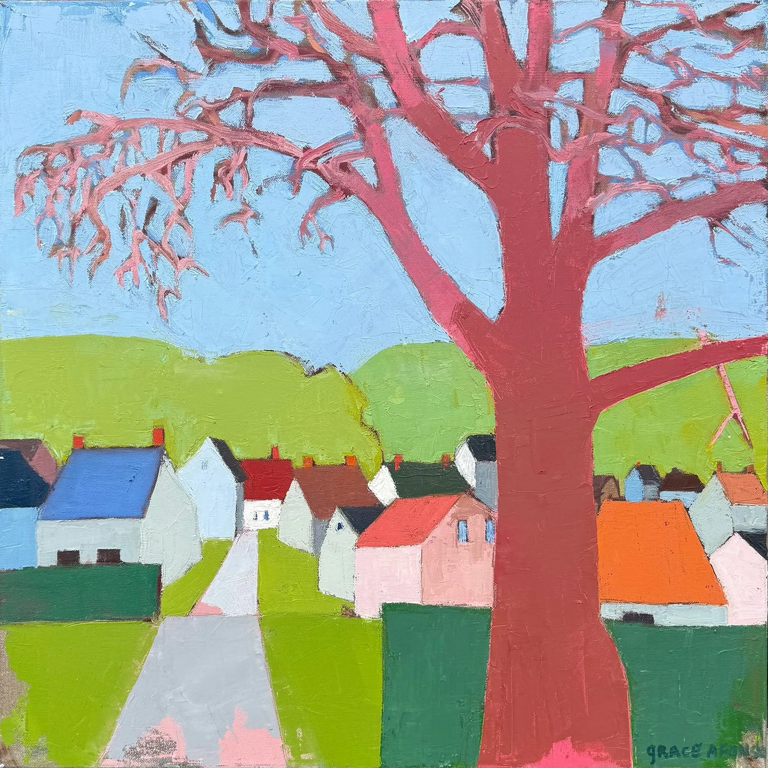 Grace Afonso "Under the Trees" oil on canvas, 24" x 24"