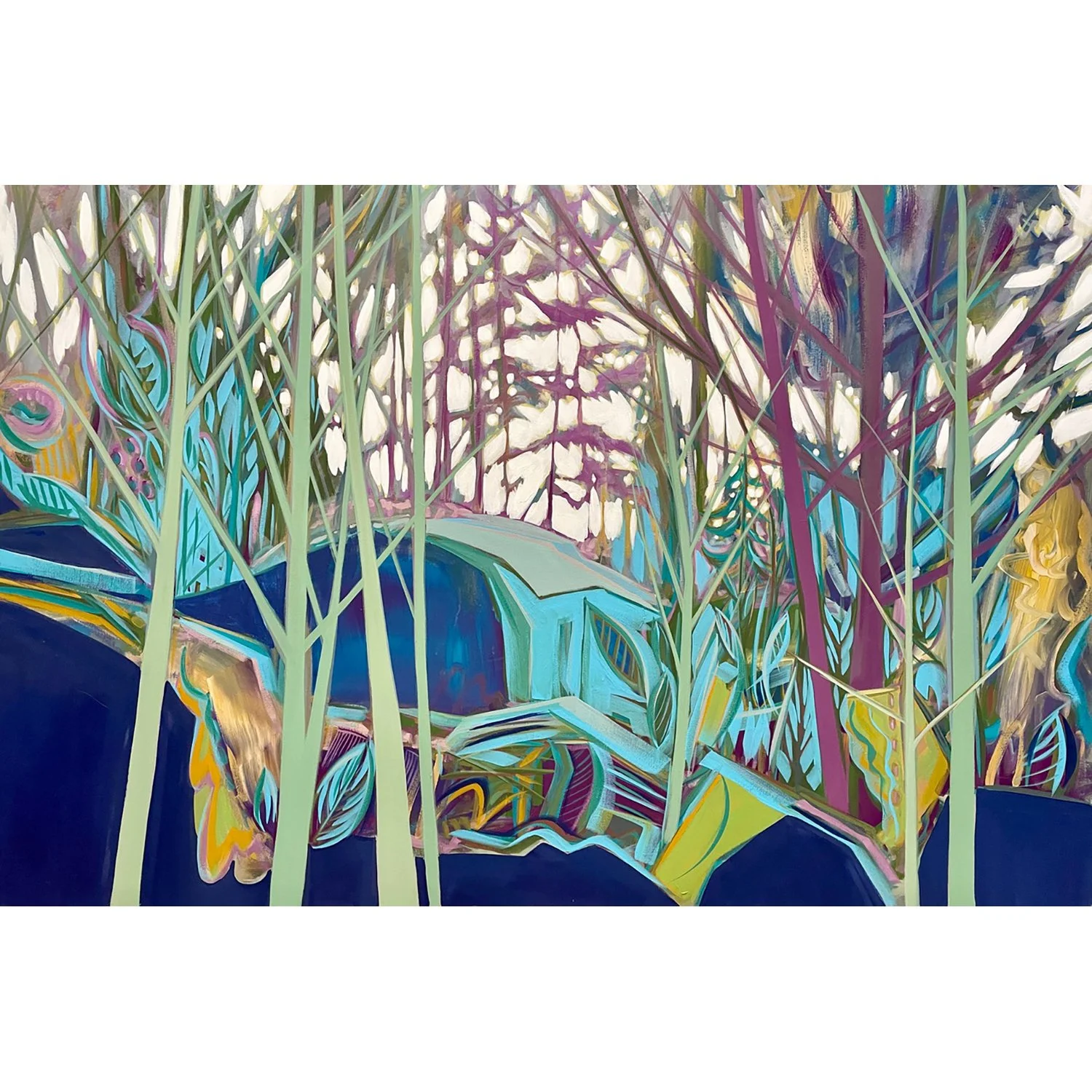 Shane Norrie "Shaded Thicket" acrylic on canvas, 40" x 60"
