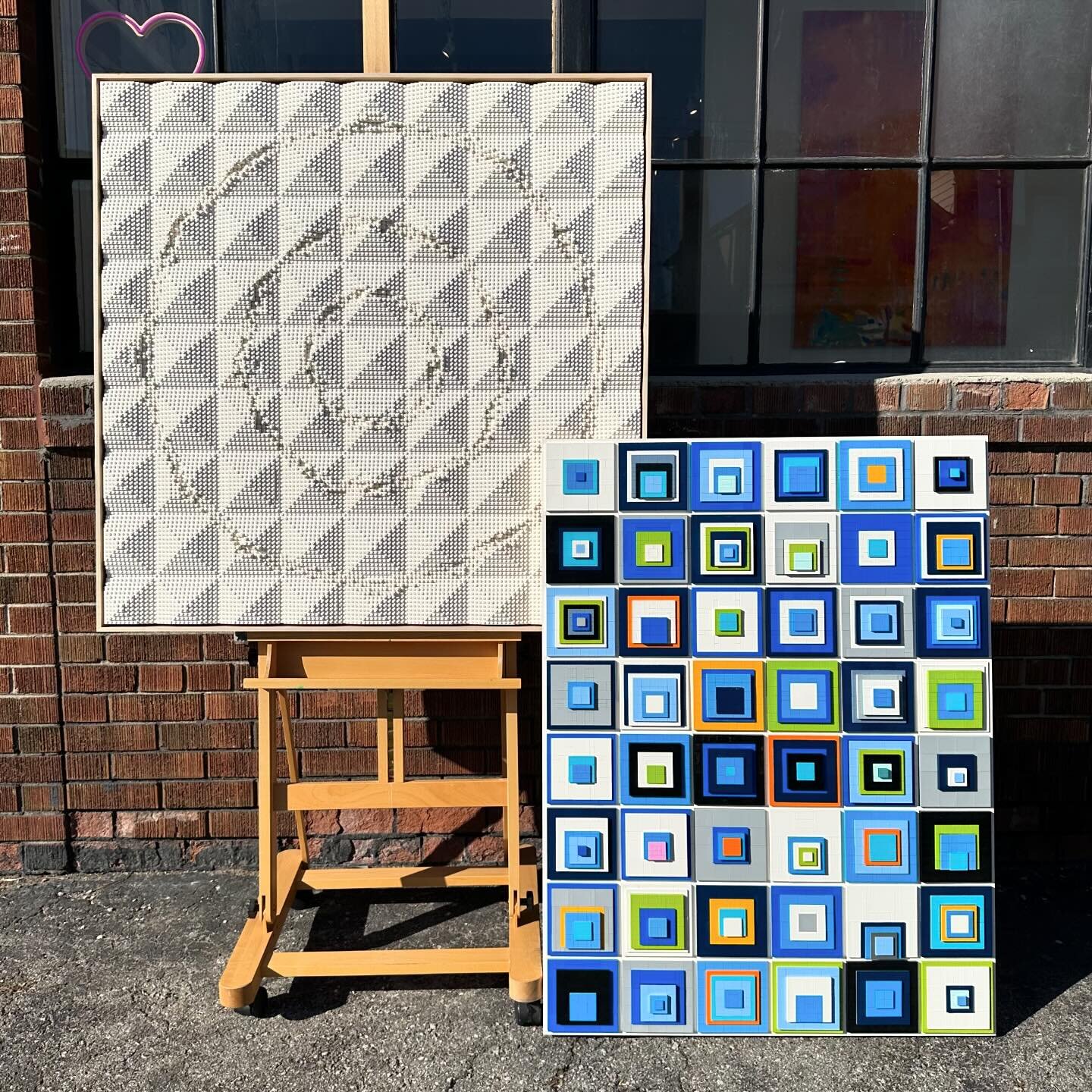 Artist Christopher Hunter brought in two of his whimsy and wonderful works this past week. Christopher uses LEGO on panel to create these modern, fun, textural artworks. Check out his page on the Canvas website to see some more examples of his work. 