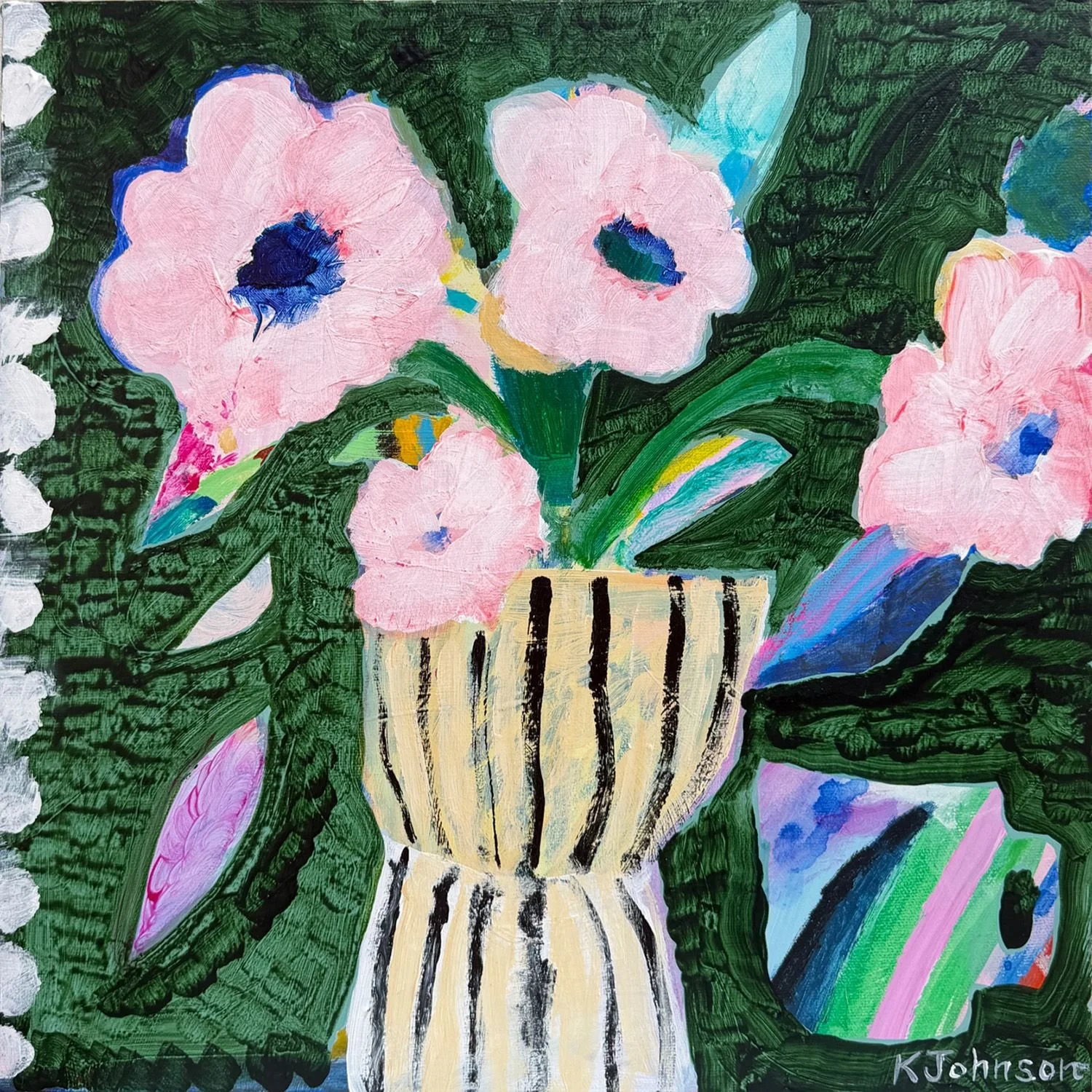 Kaitlin Johnson, "Shimmering Emerald" , acrylic on canvas, 14"x14"