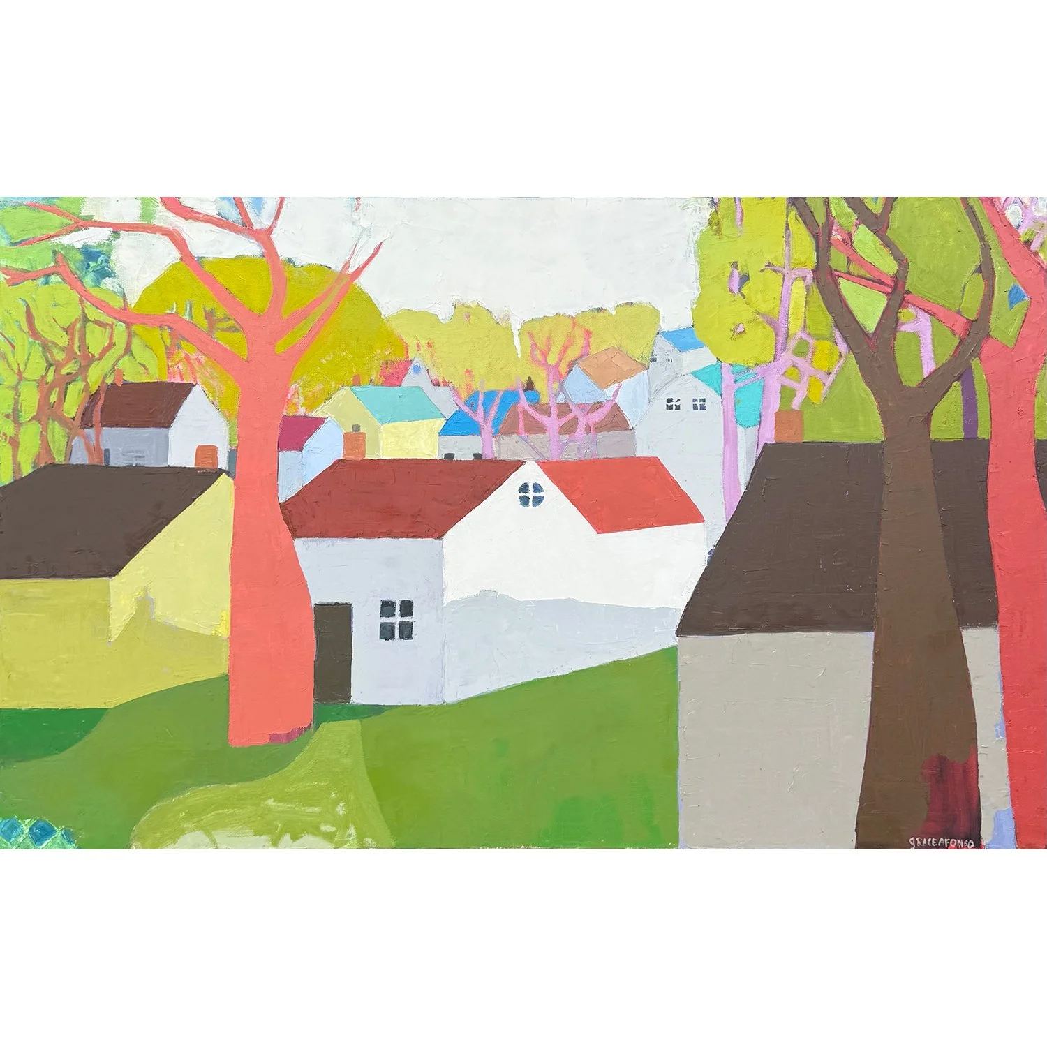 Grace Afonso "In the Trees" oil on canvas, 30" x 48"