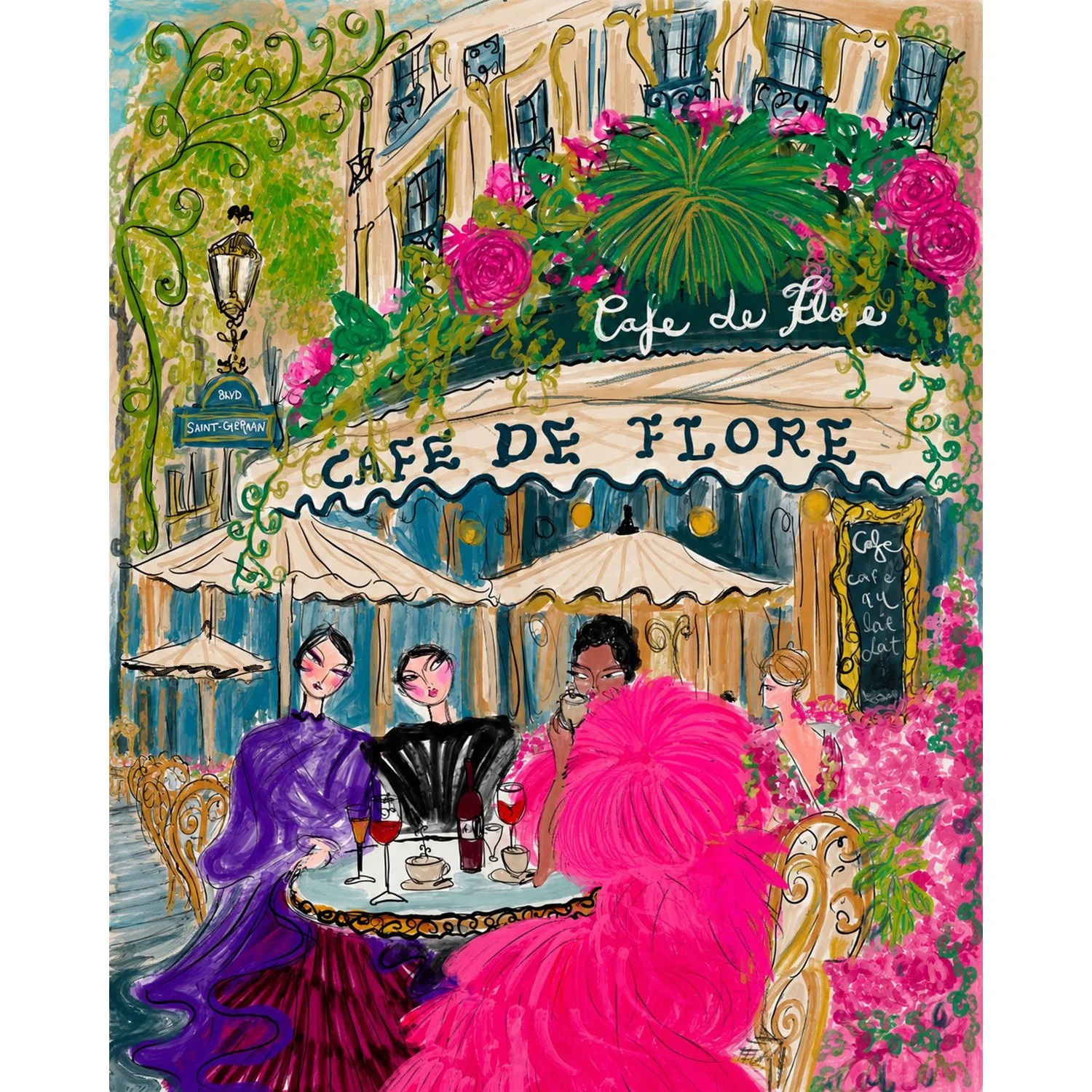 Annie Naranian "Cafe de Flore" fine art limited edition print" 18" x 22"