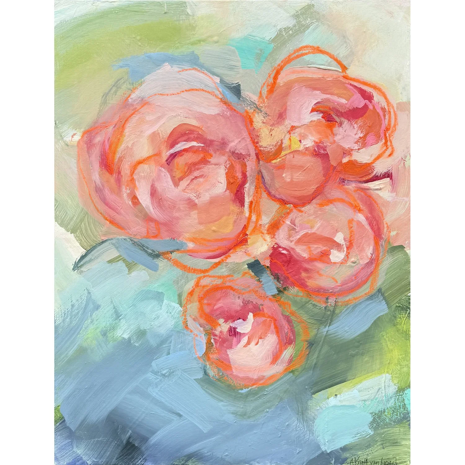 Annette Kraft van Ermel "Nourishment" mixed media on canvas, 40" x 30"