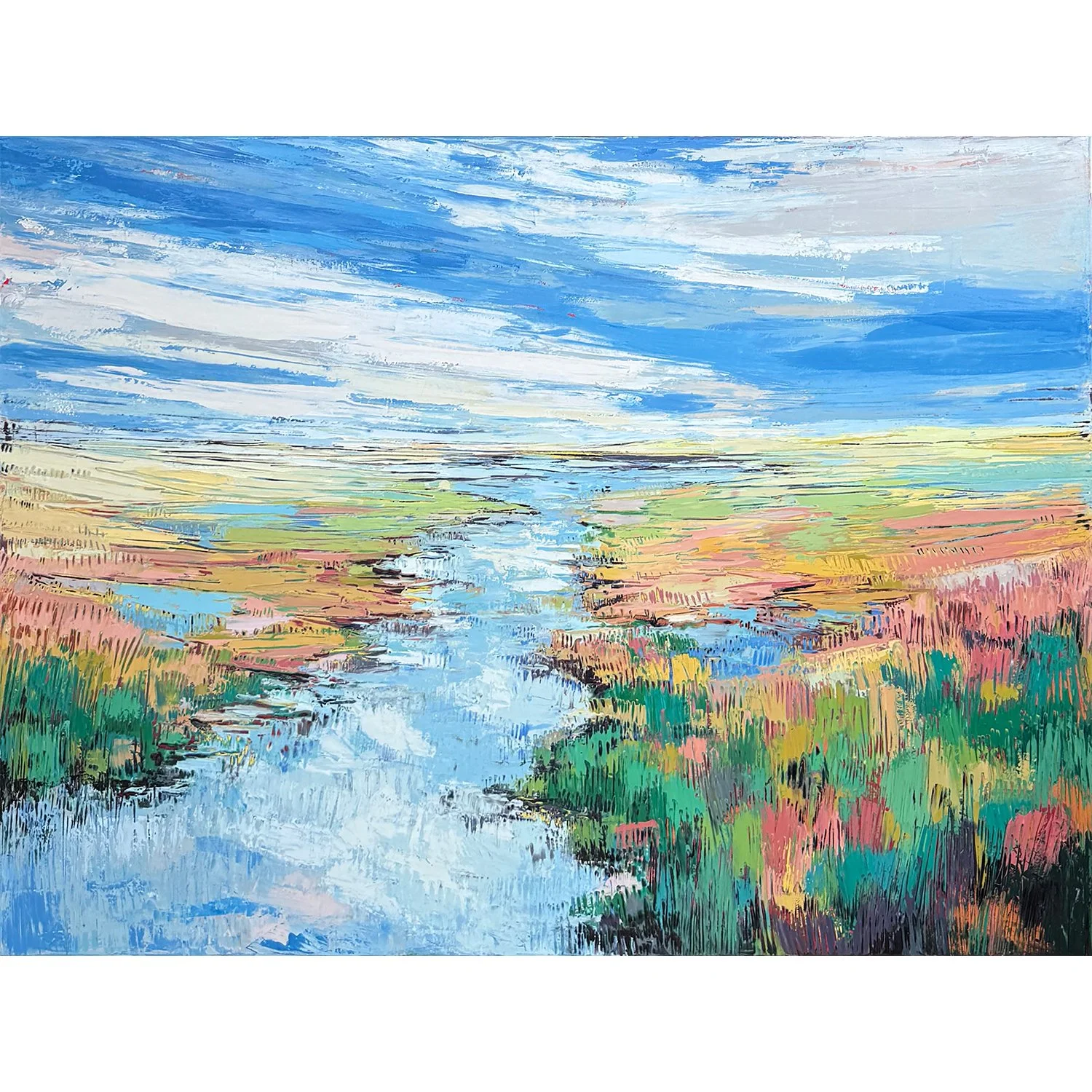 Tanya Kirouac "Afternoon" oil and cold wax on canvas, 36" x 48"