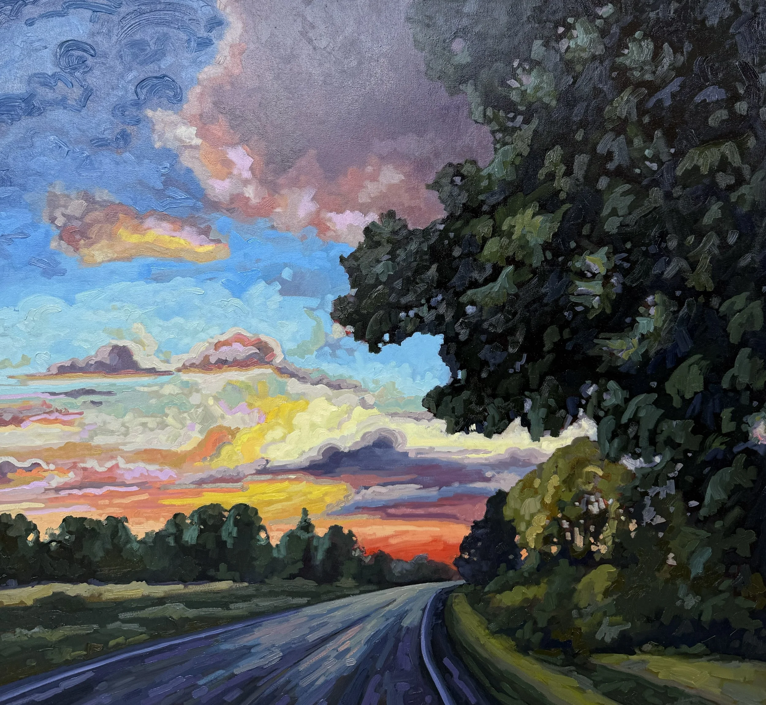 Kerry Walford "Sunset Along The River" oil on canvas, 36" x 40"