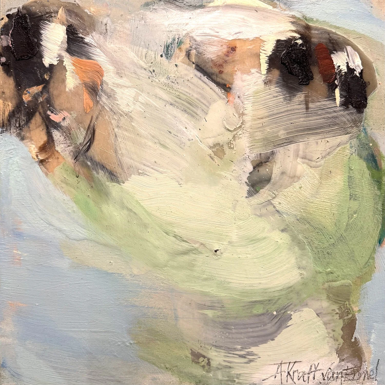 Annette Kraft van Ermel "Airflow" mixed media on panel, 12" x 12"