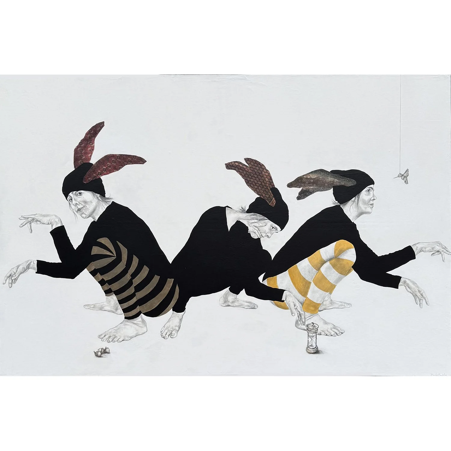 Beverley Hawksley "Grace, Patience & Hope" mixed media on canvas, 40" x 60"