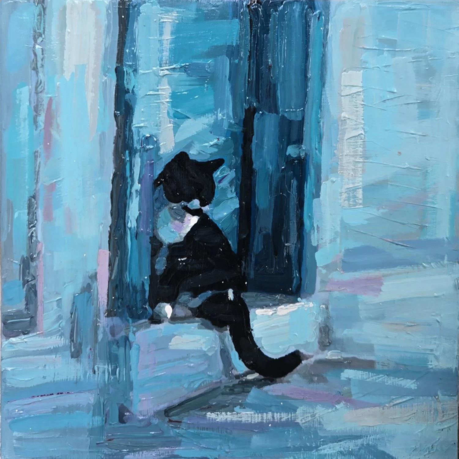Caitlyn Jones "Blue Wander" acrylic on panel, 10" x 10"