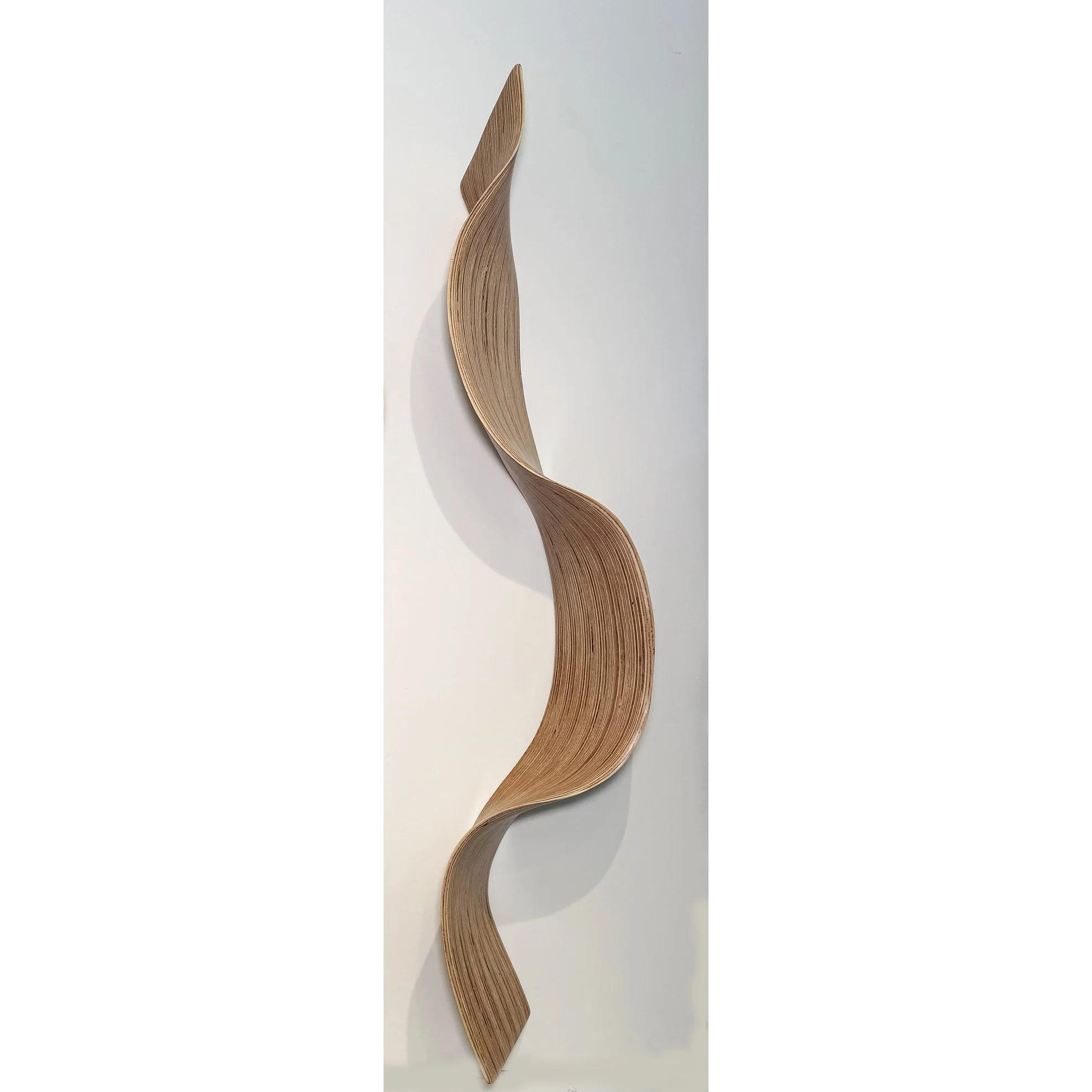 Ivano Stocco "Train of Thought" laminated birch plywood wall sculpture , 48" x 10" x 4.25"