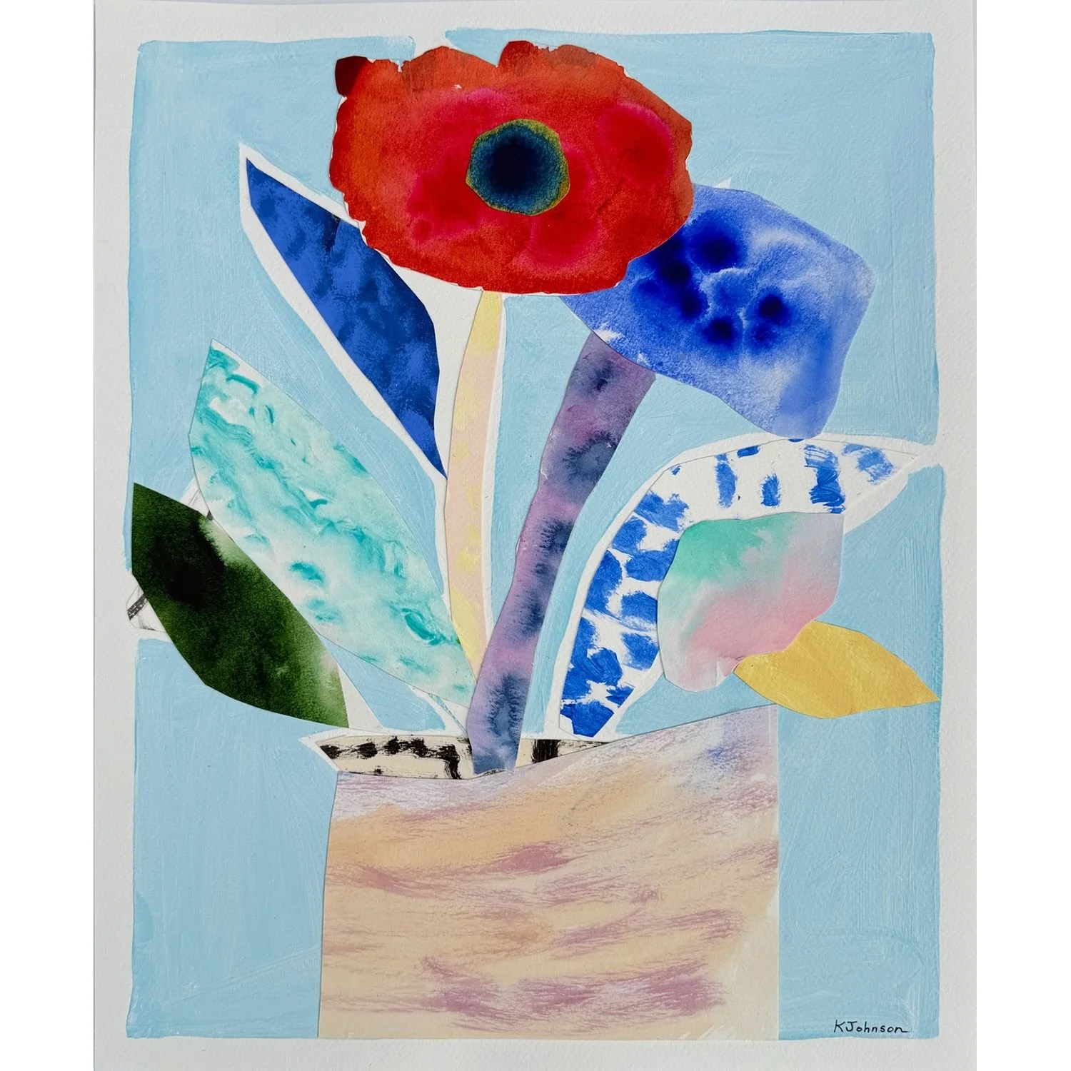 Kaitlin Johnson, Collage Series 3 #5, mixed media on paper, 17" x14"