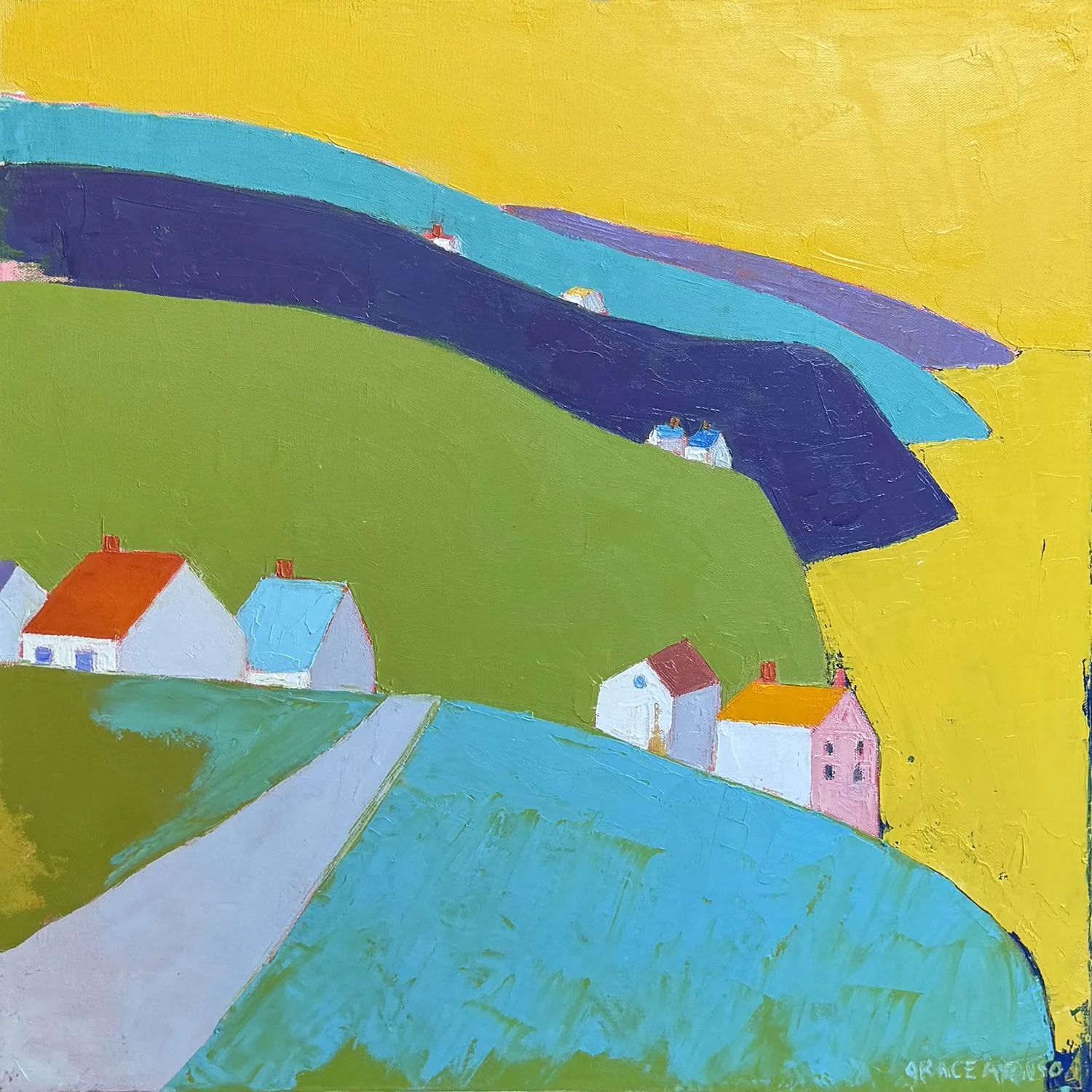 Grace Afonso "Daffodil, Quebec" oil on canvas, 24" x 24"