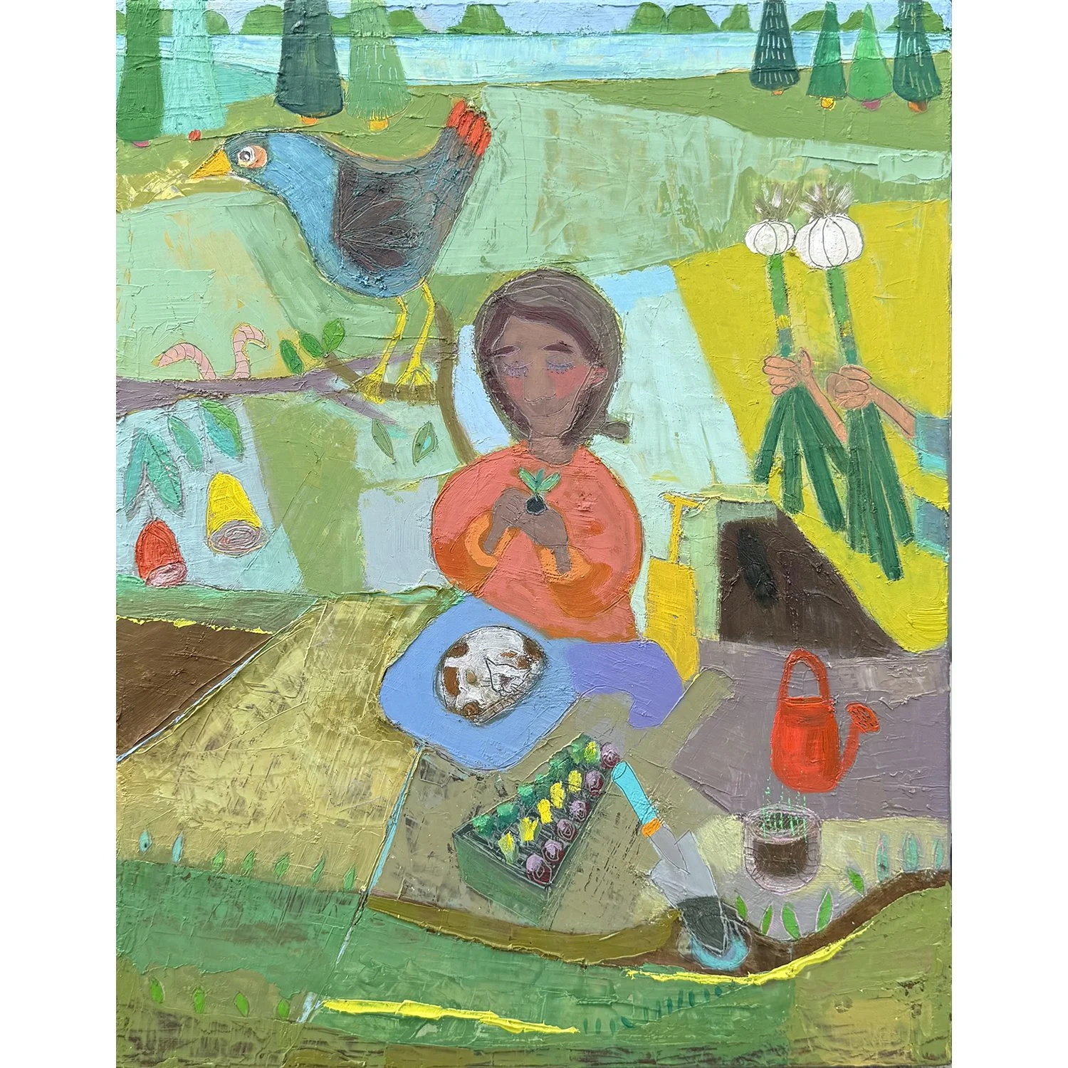 Maca Suazo "This Turning Towards What You Deeply Love Saves You" oil on canvas, 14" x 11"