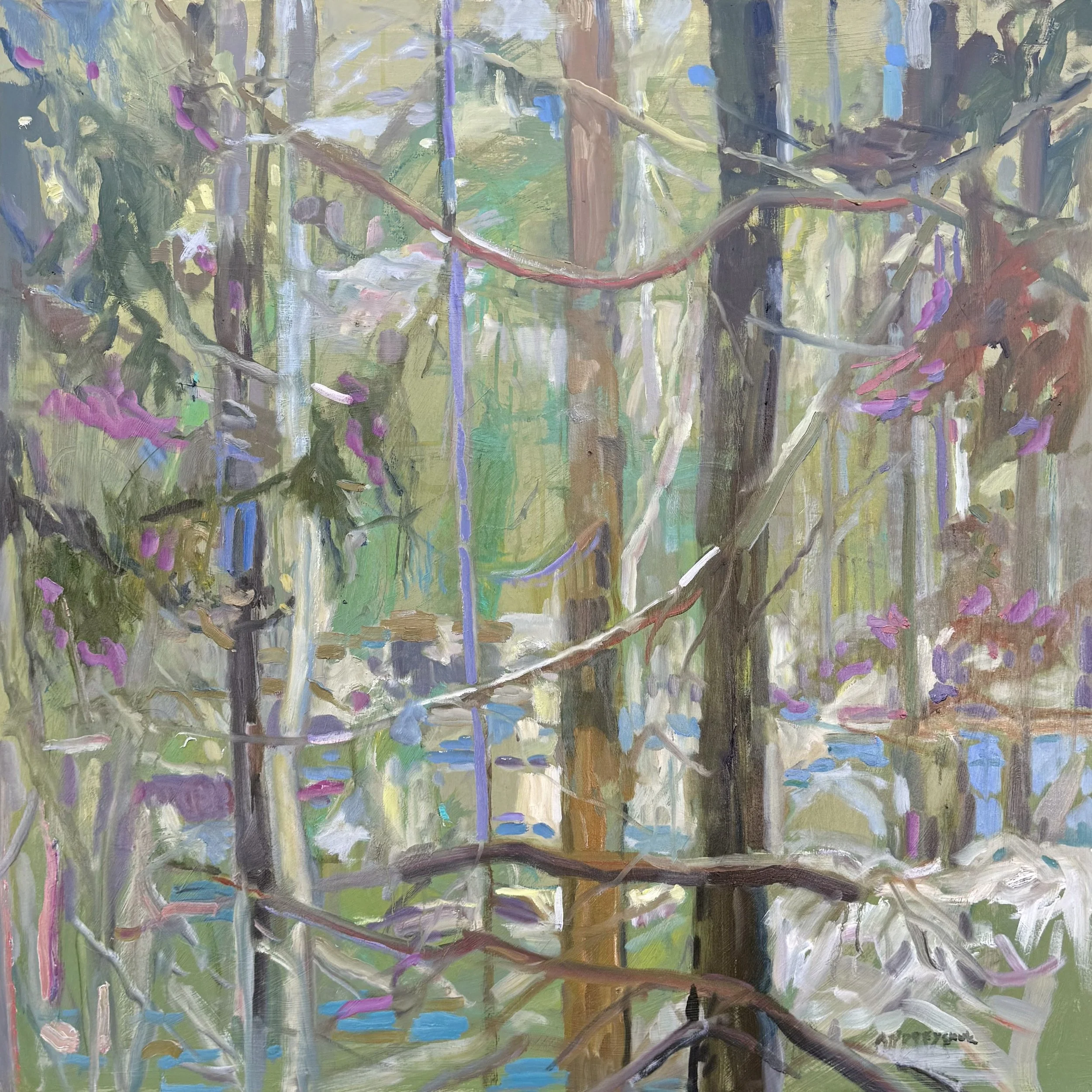 Donna Andreychuk "Green Gold" oil on panel, 40" x 40"